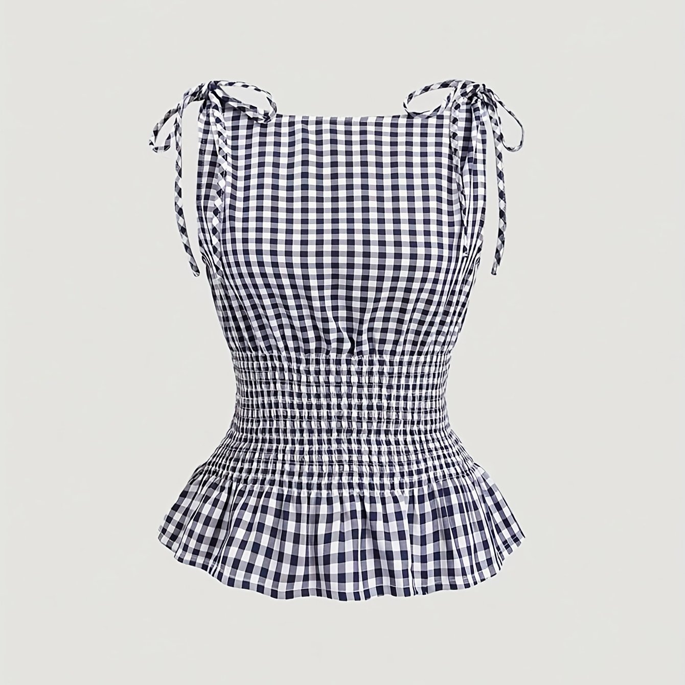 TEMU Women's Spring/summer Fashion Plaid Lace- Fit Vest Casual Shirt Top