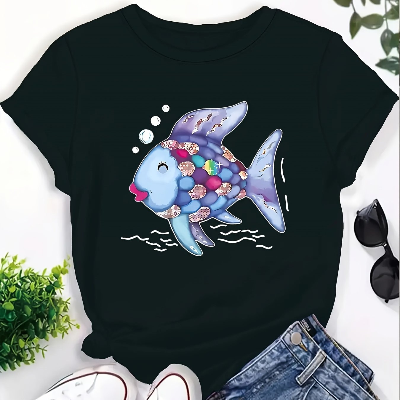 TEMU Light Blue Round Neck T-shirt For Women Featuring And Book Designs A Humorous Kind Teachers This Casual Short Sleeve Top Is Suitable For Easy To