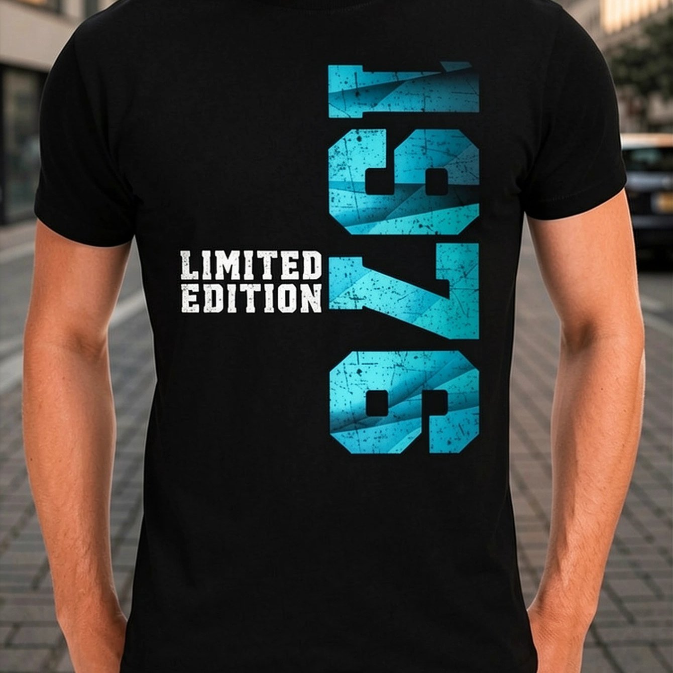 Image of Men's T-shirt - 1976 Original 50th Birthday Idea Deco For Man 50 Years - Crew Neck - 100%cotton - Summer Casual Wear - For Gift