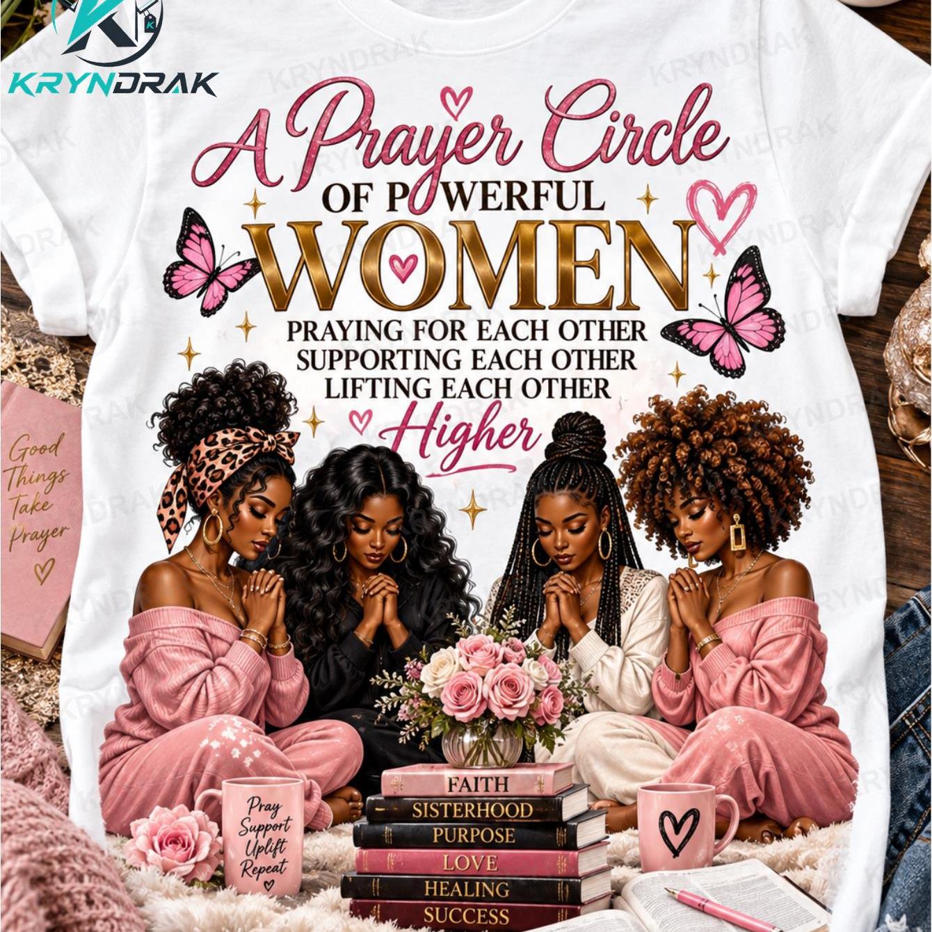 TEMU Men's And Women's Of Powerful Women Praying Supporting Lifting T-shirt Design 180g 100% Christian Faith Inspirational Graphic Tee
