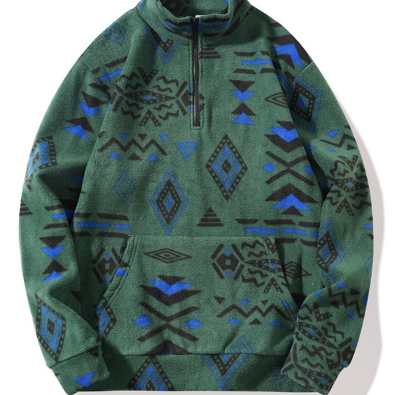 TEMU Kj-w011 Men's Plus Size Casual Outerwear Jacket With Random Floral Pattern, Coral, Pullover Stand Collar, Half-zip Sweatshirt, For Autumn/winter