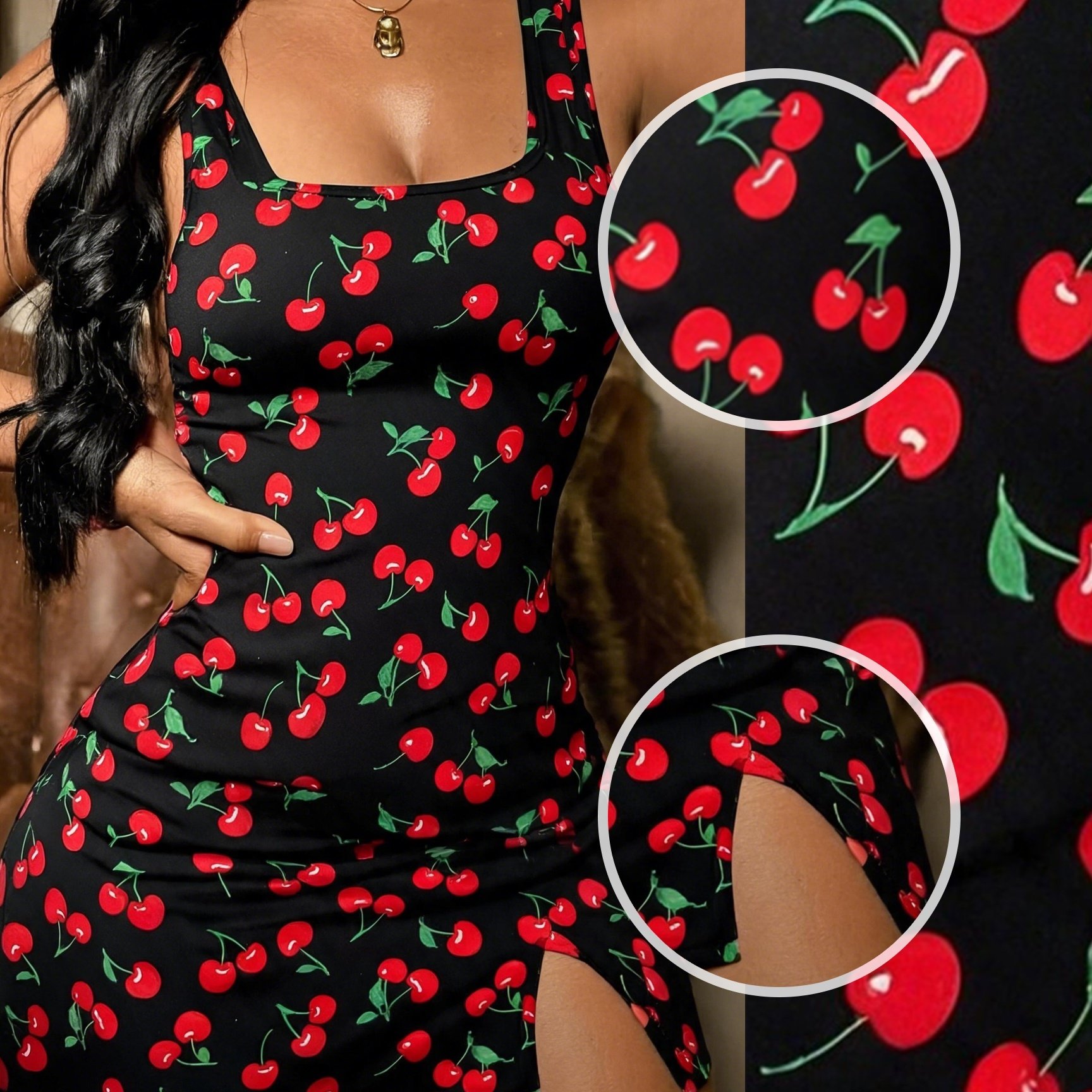 Image of Print Slit Dress
