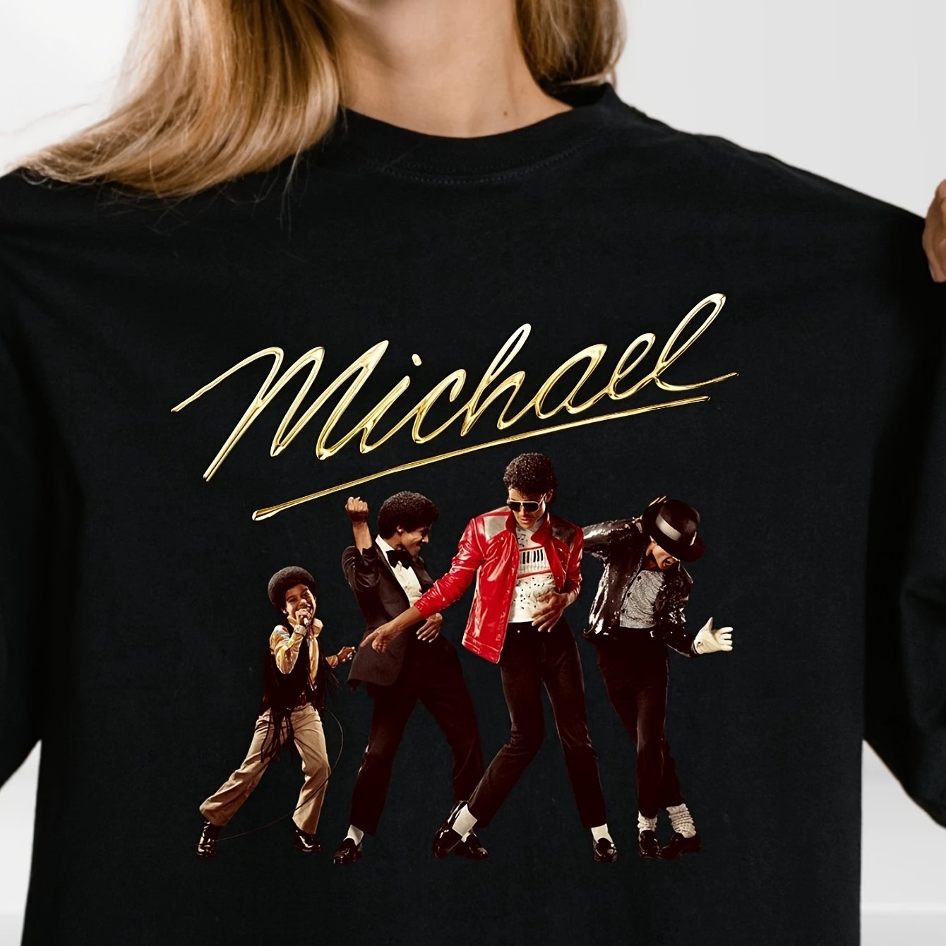 Image of Michael- 80s Crewneck Graphic Unisex T Shirt Retro Pop Album Daily Wear Tee S-3xl