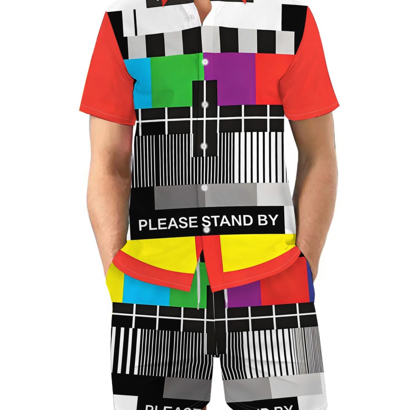 TEMU Summer Men's Test Image, Short-sleeve Shirt And Shorts Set, A Two-piece Outfit, Men's Holiday Gift, Casual Wear Valentine's Day Present