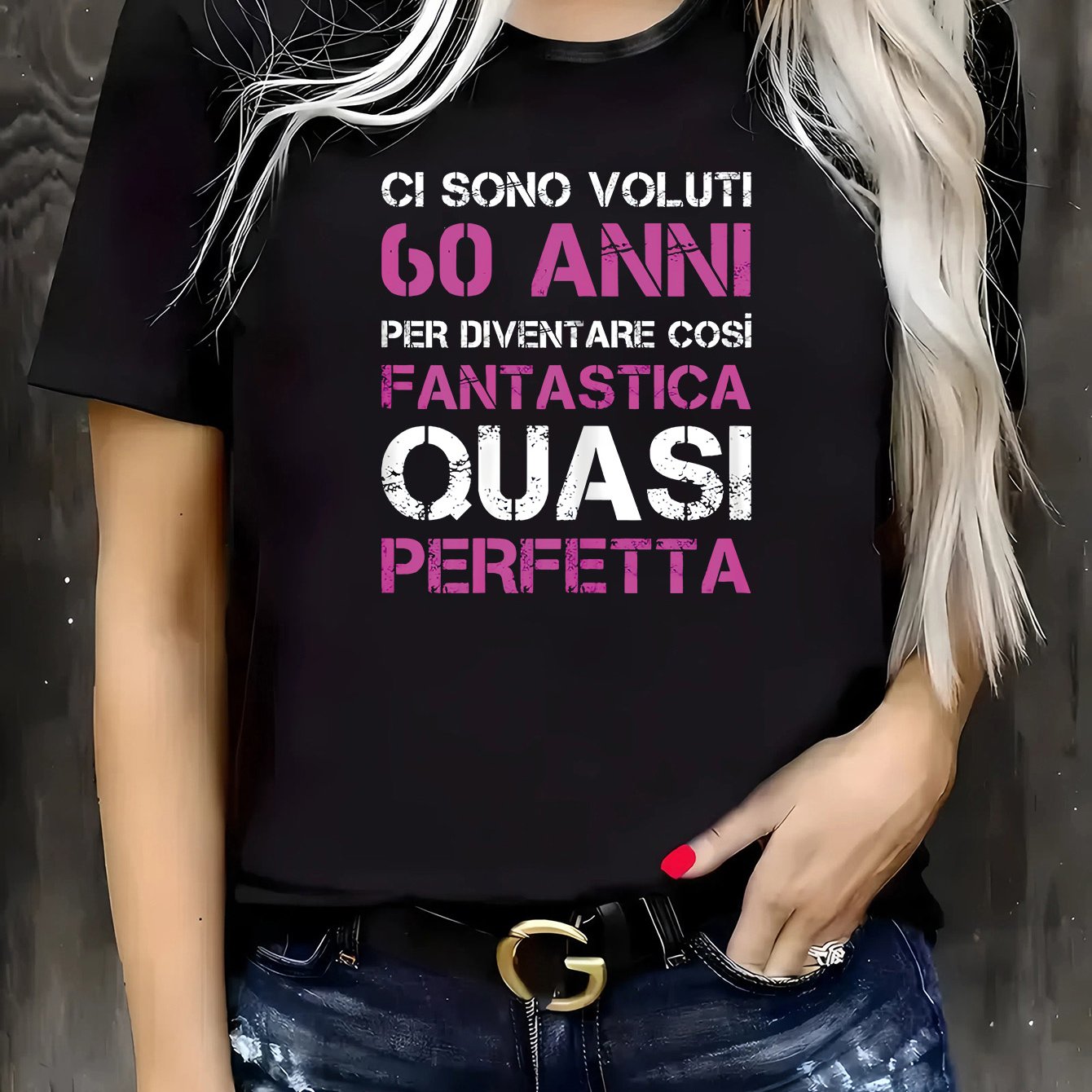 TEMU Maglietta Donna 60 ANNI - Design -Et� Numero 60, Blusa Casual Maniche Corte per Abbigliamento Estate ed a Tema - Lavabile in Lavatrice con