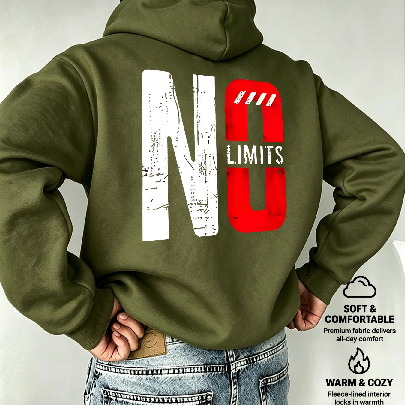 TEMU Men's Oversized Hooded Sweatshirt With No Contrast Color Letter Print, European And Style Casual Sweatshirt