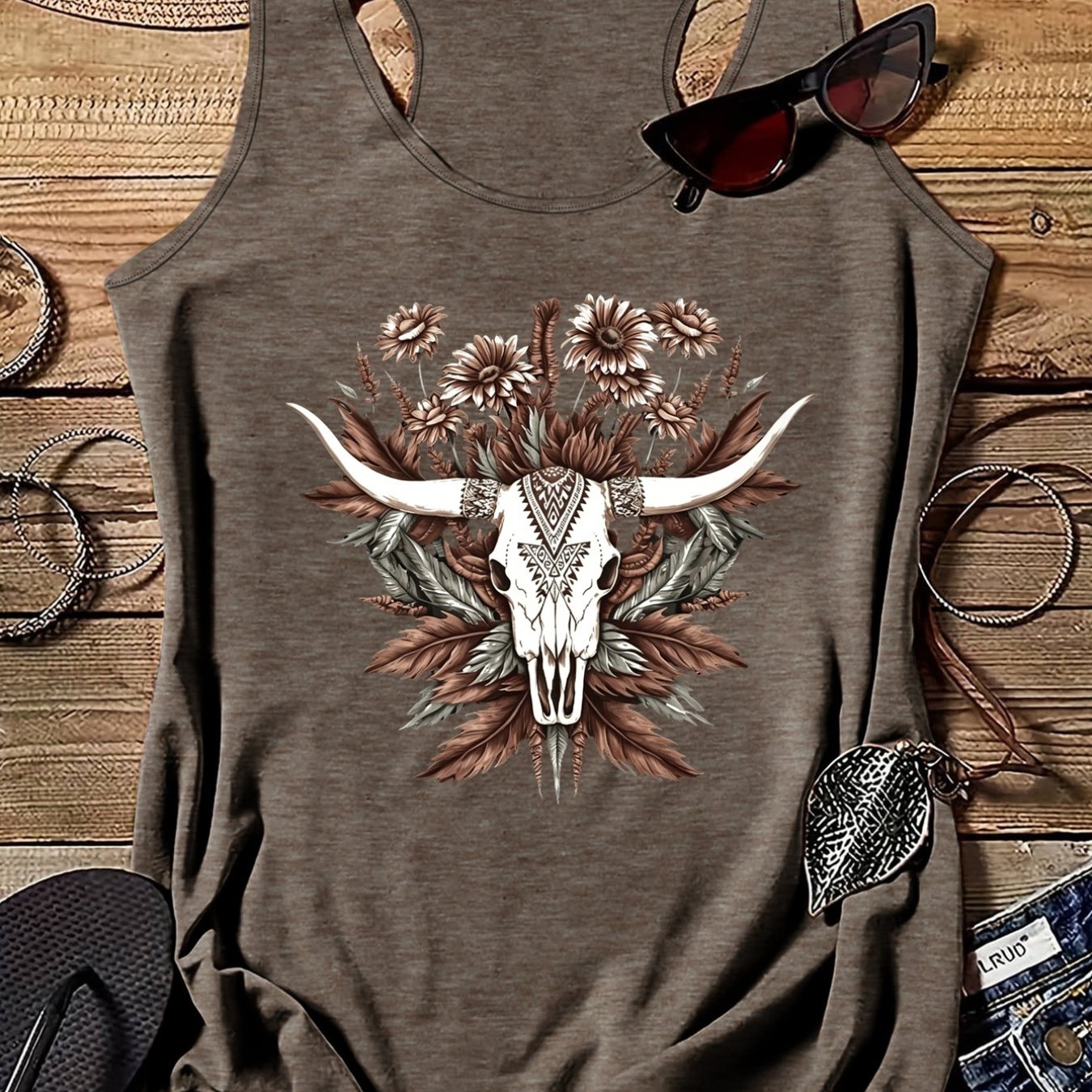 TEMU Graphic Print Tank Top, Casual Crew Neck Tank Top For Summer, Women's