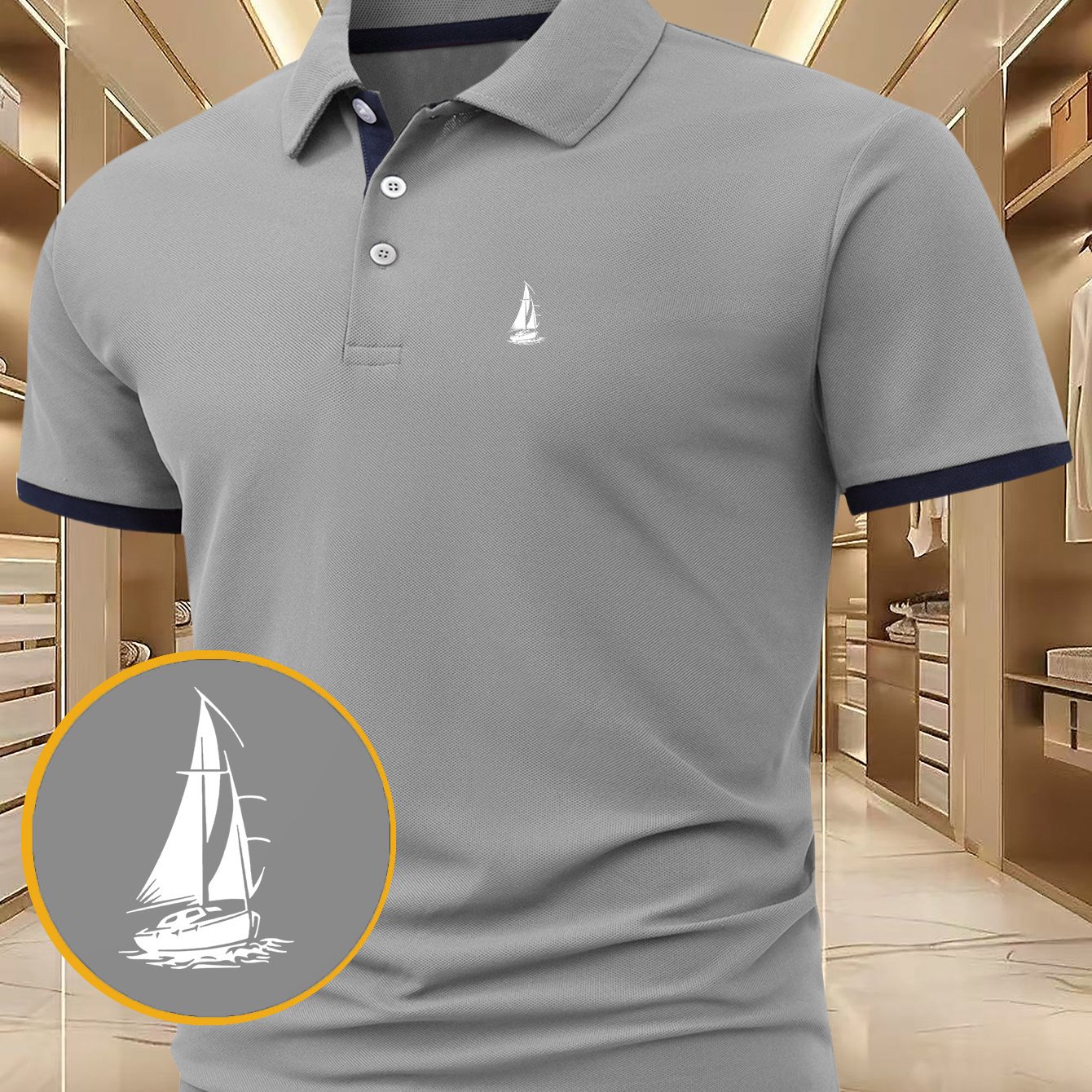 TEMU Nueva polo de manga corta para hombre, estilo casual de negocios, superior masculina elegante