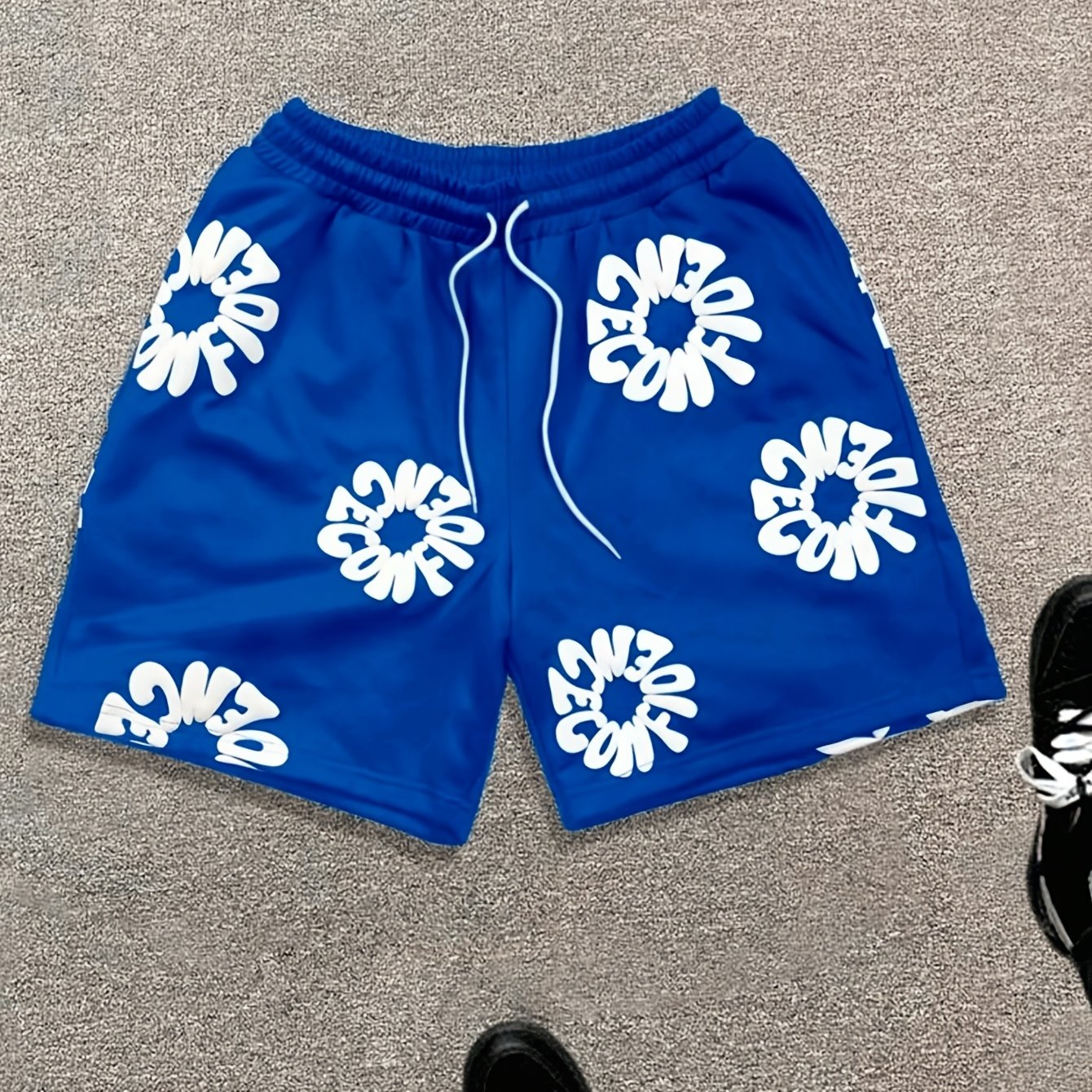 TEMU Men's Hawaiian-style 3d Floral Printed Beach Shorts, Casual Swim Trunks In Blue And Scheme