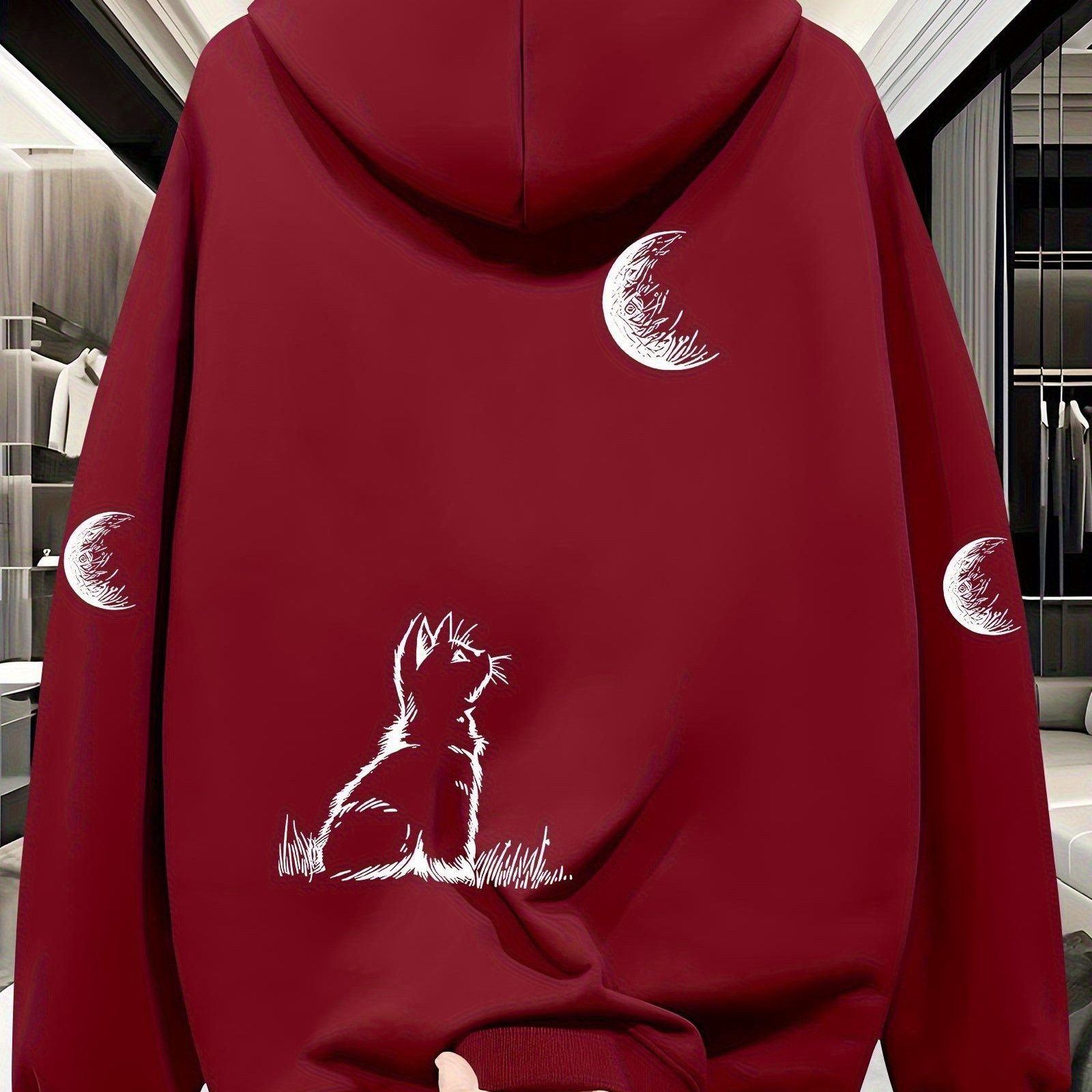 TEMU Large Size Fashion Men's Hoodie Men's Hoodie Design, Letter Print Pattern Kangaroo Pocket Drawstring Decoration/ , Daily Wear, College Style