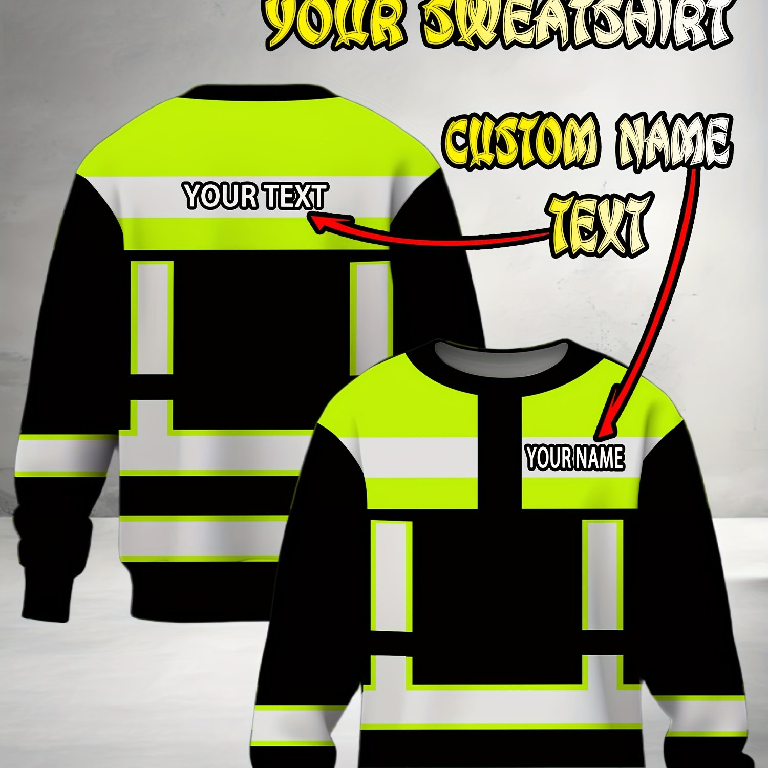 TEMU Custom Oversized Men's Sweatshirt With A Stylish Design, Featuring Striped , A Round Neck, And Long Sleeves. This Casual Outerwear Personalized