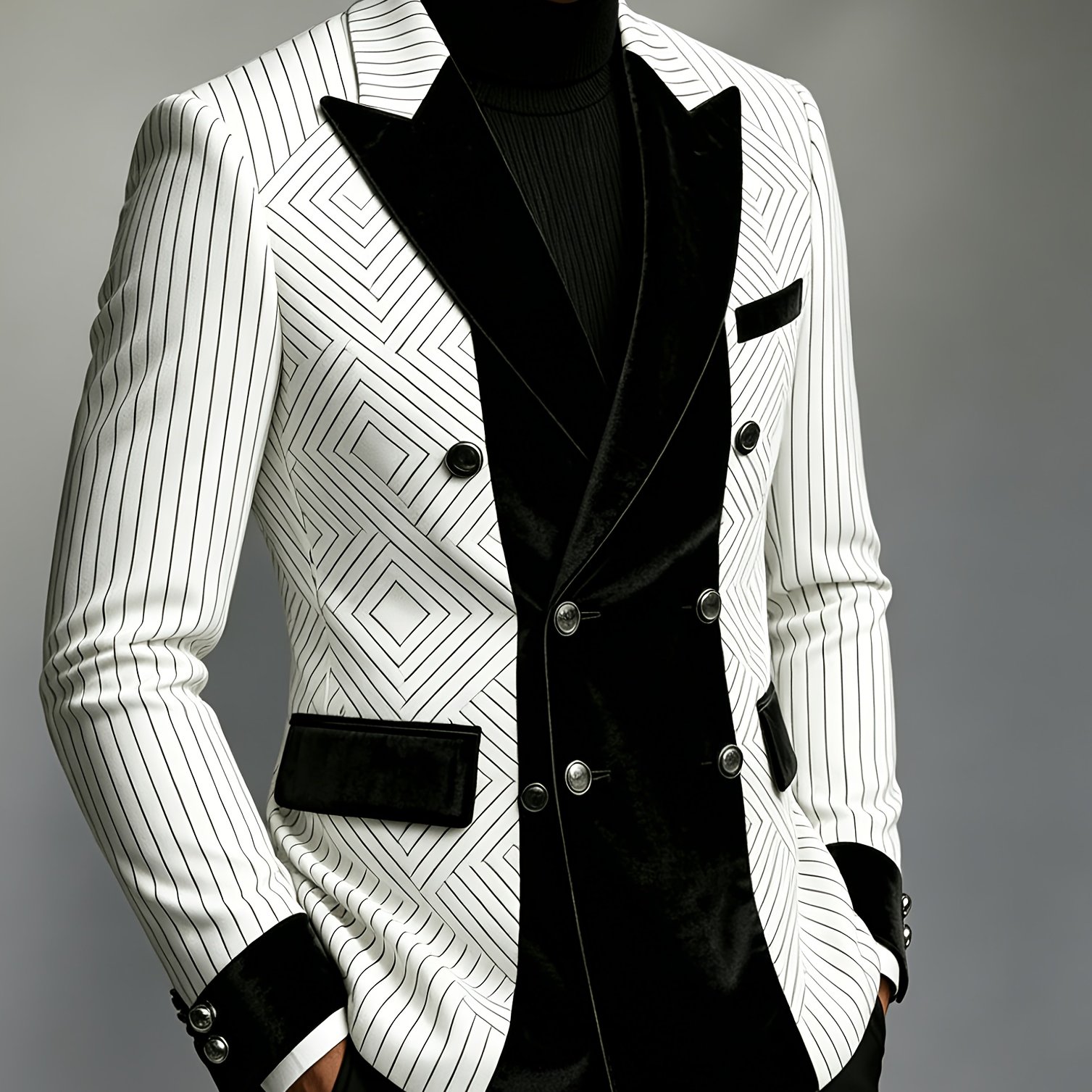 Men' Breasted Suit, Elegant For Wedding & Party, Slim Fit, White Formal Outfit