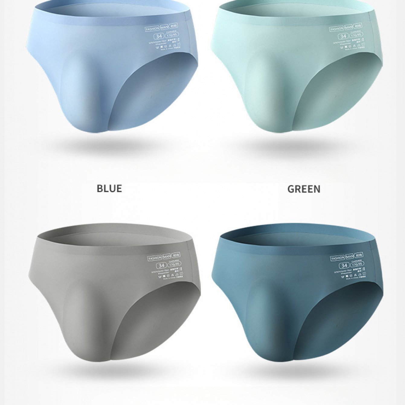 TEMU Summer Y Men's Briefs, Seamless, Breathable, Quick-drying, One-piece Design, Soft And Comfortable Men's Underwear 4pcs, Plus Size