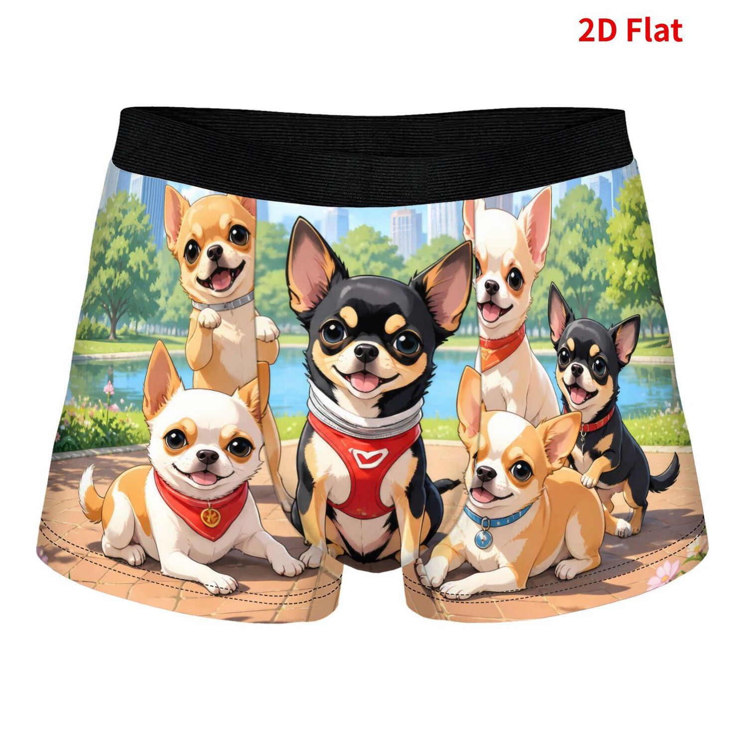 TEMU 2d Print Design Chihuahua Puppies Group I Underwear With Printed Design, Underwear, Machine Washable, Soft Fabric, Suitable For Daily Wear