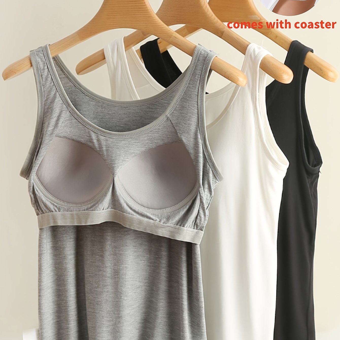TEMU 【】大きいサイズ レディース ベスト＆ブラ 下着不要 スポーツトップス、ソフトで肌に優しい高弾性 ワイドショルラップ ベスト、アウトドアフィットネス ランニング エクササイズ、ホームヨガウェアに最適、取り外し不可のチー プラスサイズ スポーツトップス