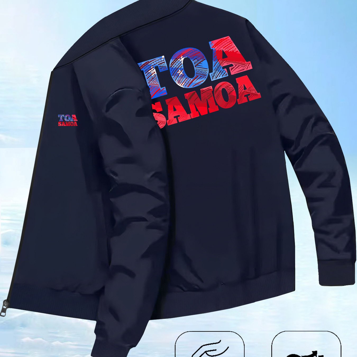 TEMU Samoan Warrior Print Men's Trendy Autumn And Winter High-end Casual Jacket With A Stylish Collar, Young Men
