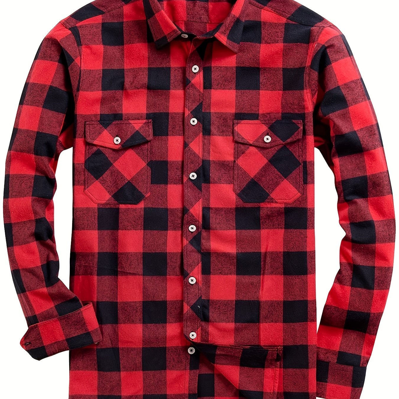 E-shop Herrenmode Casual Flanell-Karo-Hemd für alle Jahreszeiten