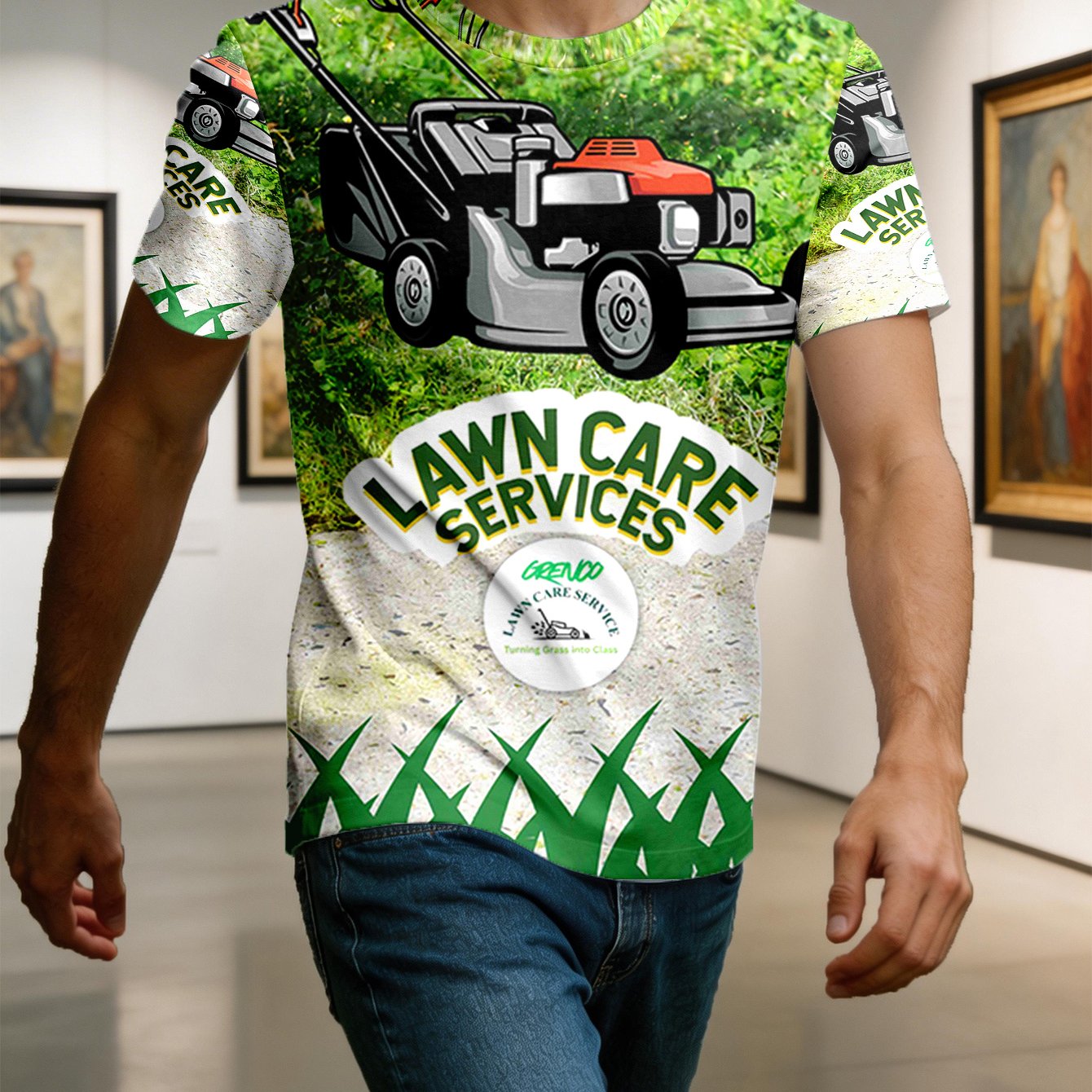 TEMU 1pc Lawnmower Lawn Service Pattern Print Men's Casual T-shirt, Summer Men's Round Neck Short Sleeve T-shirt Men's Fashion Versatile - Suitable