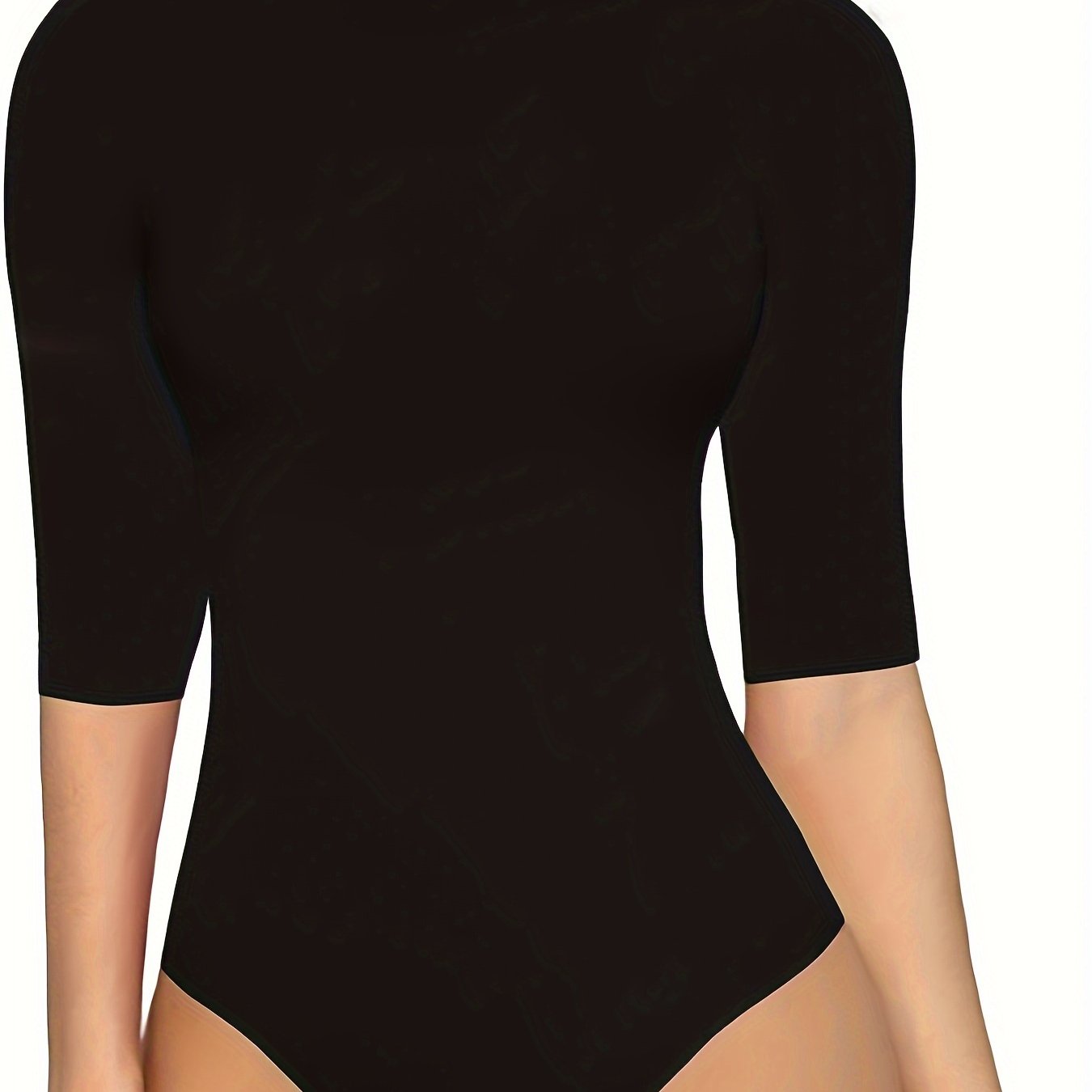 Women's Bodysuit Mock Neck Mid Sleeve Fit Basic Stretchy Soft Bodysuit Jumpsuit