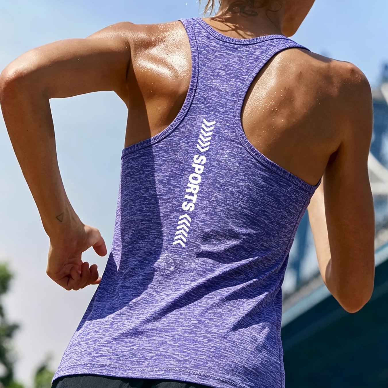 TEMU Summer Outdoor Sports Vest Women's Slim Fit Elastic Yoga Base Shirt Racerback Beautiful Back Top Daily Casual Versatile Sleeveless T-shirt