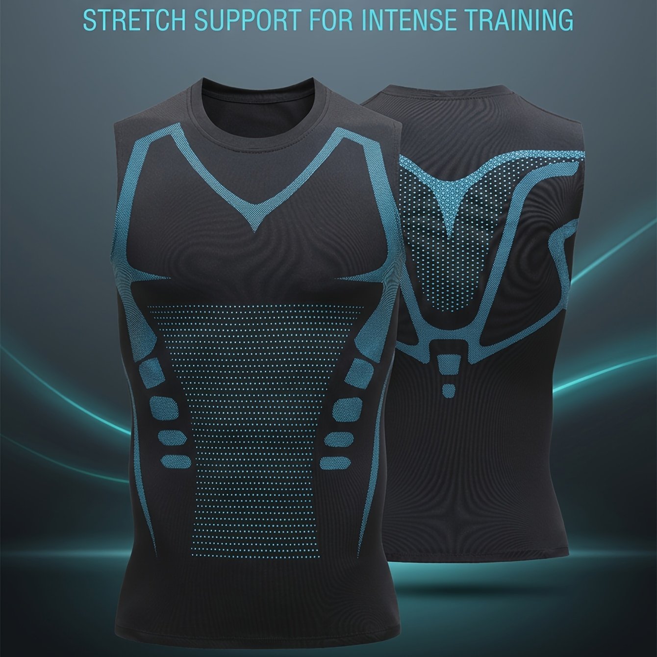 Image of 1pc Men's Sports Compression Vest - Sleeveless Printed - Sweat-wicking And Breathable - Fitness Shapewear, Suitable For Running, Cycling, And Outdoor Activities