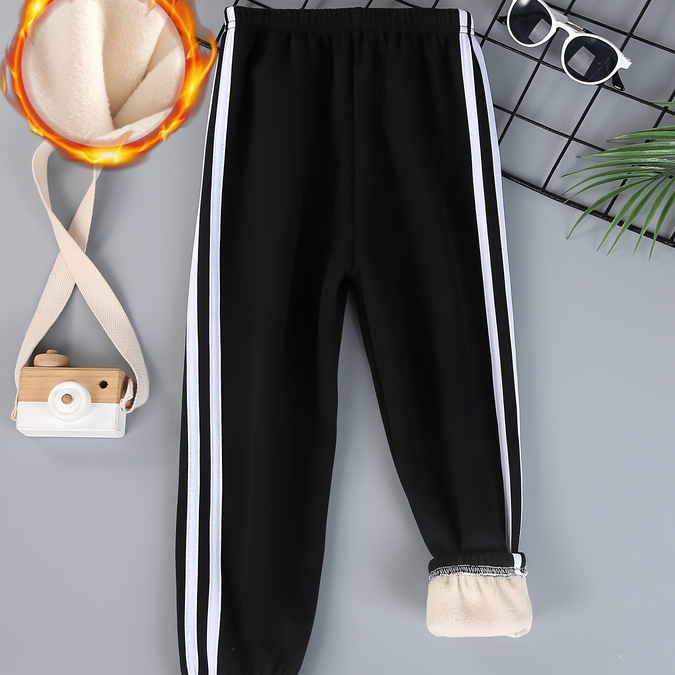 Autumn Winter Boys Fleece-lined Long Pants Mid To Big Kids Boys And Girls Same Style Loose Athletic Pants Thick Warm Joggers Versatile Basic Sweatpants All-match Wear Fashion Outdoor, For Outdoor