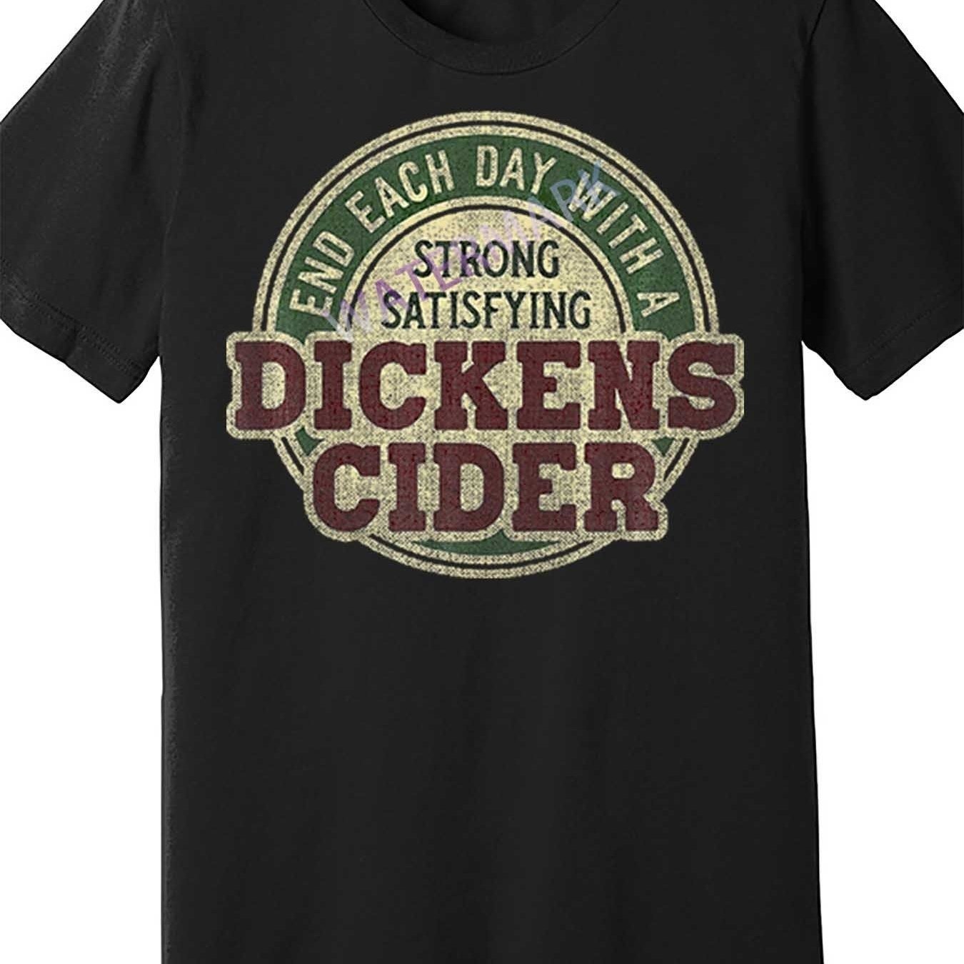 Men's Black Crew Neck Patterned T-shirt, Featuring The Text " Cider" In A , A Minimalist Vintage Drink Print, Perfect For Casual Of Cider Lovers And Bar