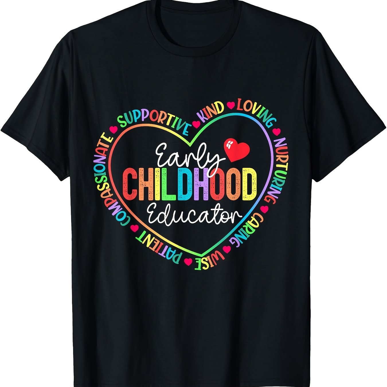 TEMU 1pc Early Childhood Educator T Shirt 100% High Stretch All Season Crew Neck Casual Printed Tee For Adults With Alphabets Pattern-unisex Holiday