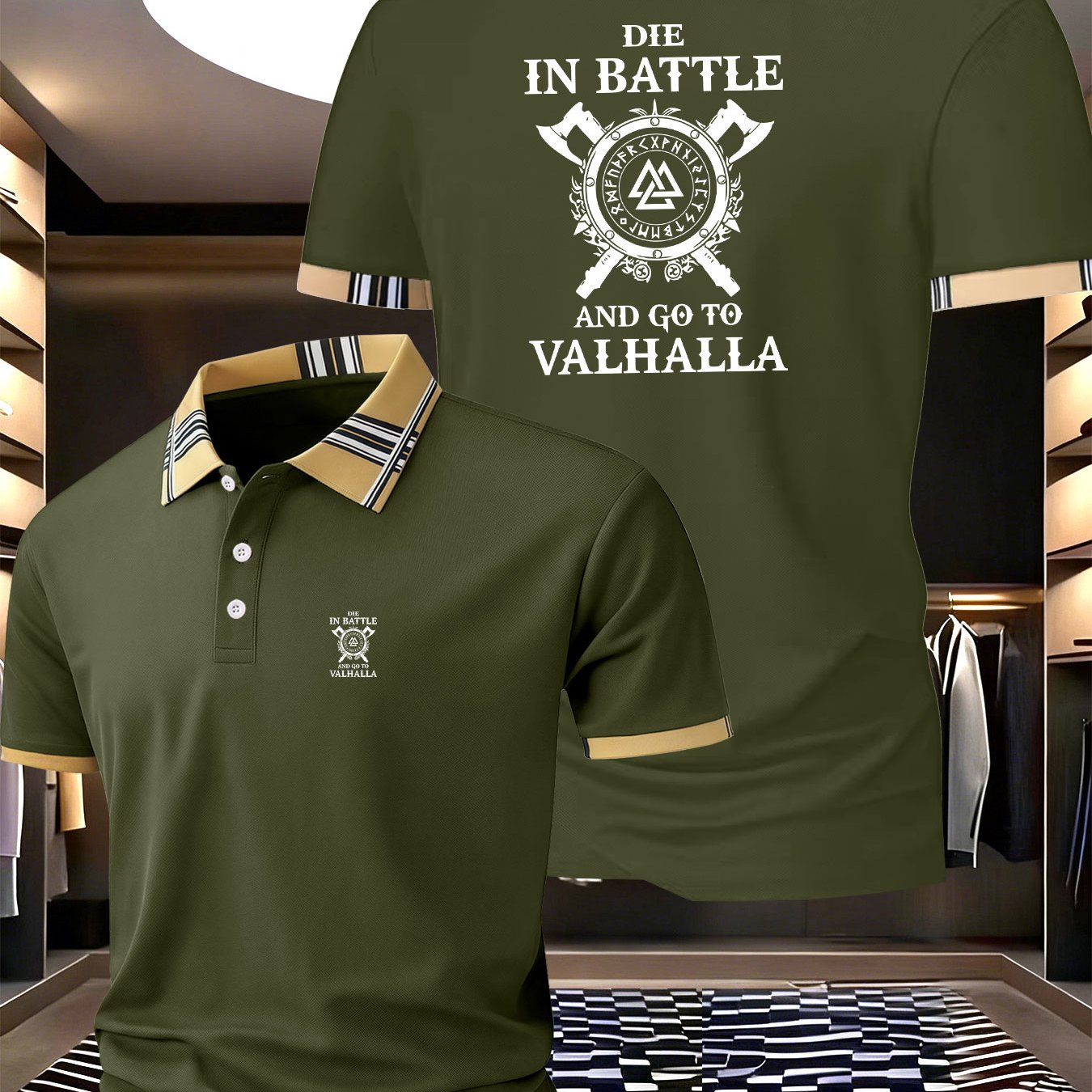 TEMU Men's Short-sleeve Shirt With And Graphic Print On Front And Back, Casual Golf Shirt, Sporty Style, Men's Summer Short-sleeve Shirt