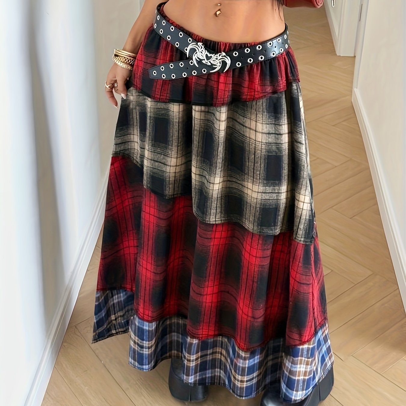 TEMU Vintage Street Style Skirt, Fashionable Autumn/winter Women's Clothing