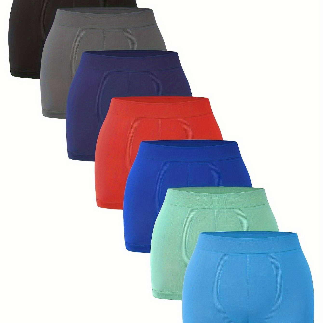 7pcs Plus Size Women' Color Stretch Seamless Panties, Soft Comfortable Hipster Shorts