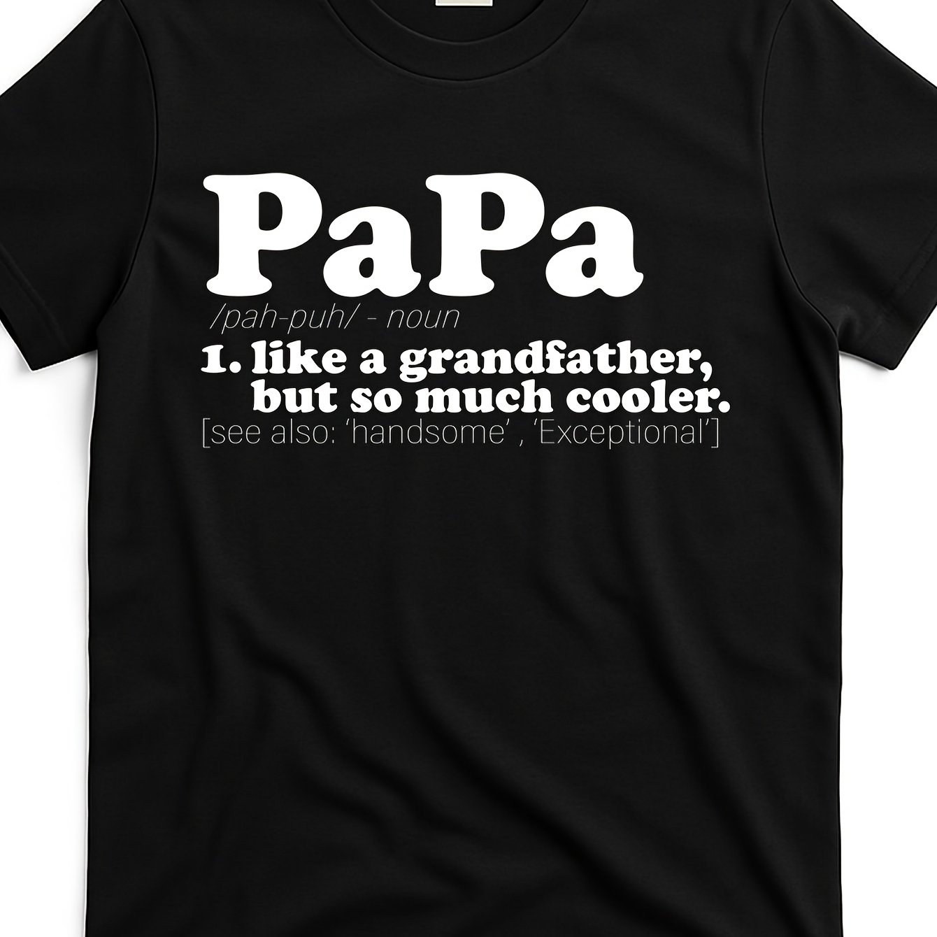 TEMU Papa Definition T-shirt. Men's Black Loose-fitting T-shirt, Suitable For Everyday Wear