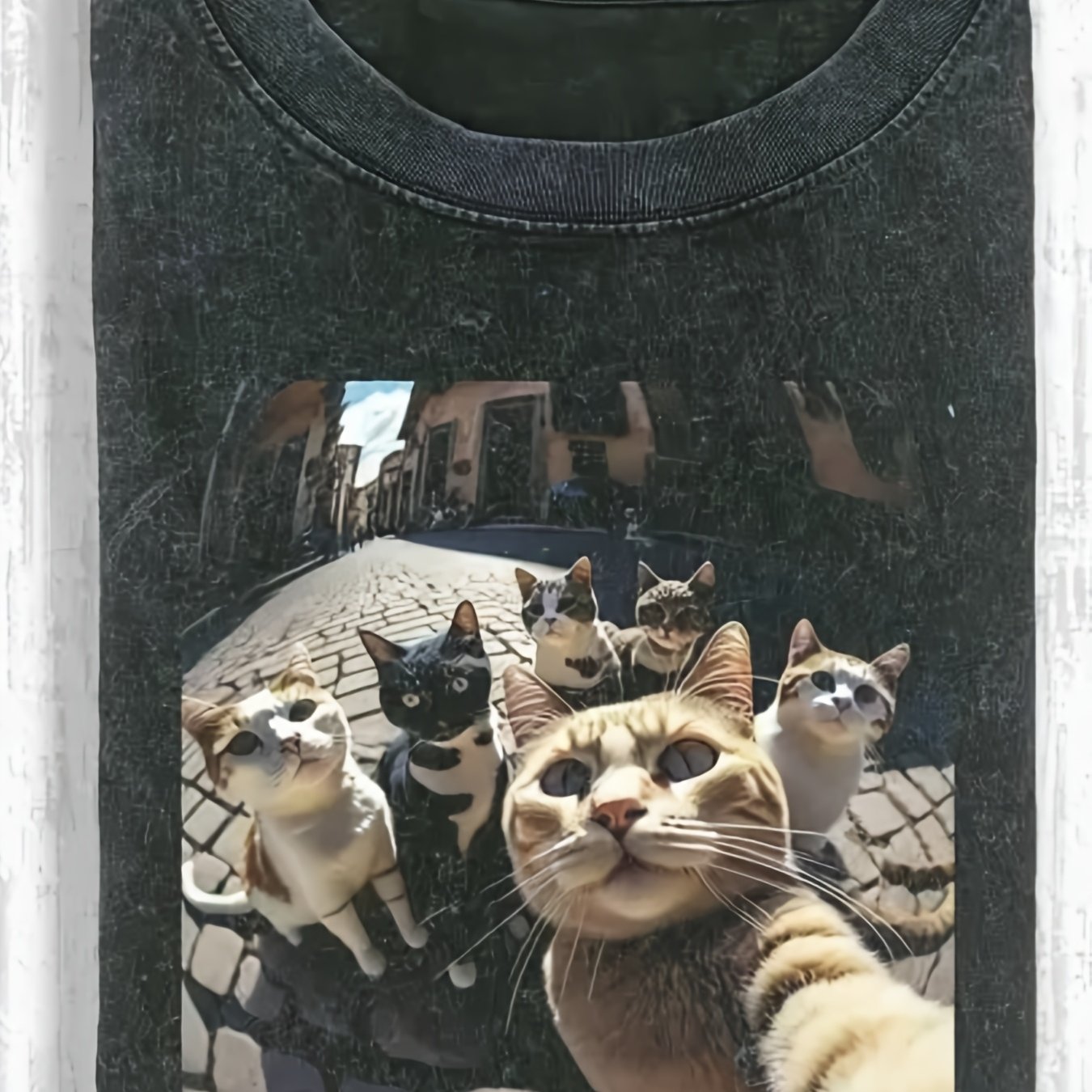 TEMU Cat Print Men's Short Sleeve T-shirt For Daily Gatherings 0058 Hip Hop Streetwear Style, Soft Texture, Casual Tee For Travel, Party And Holiday,