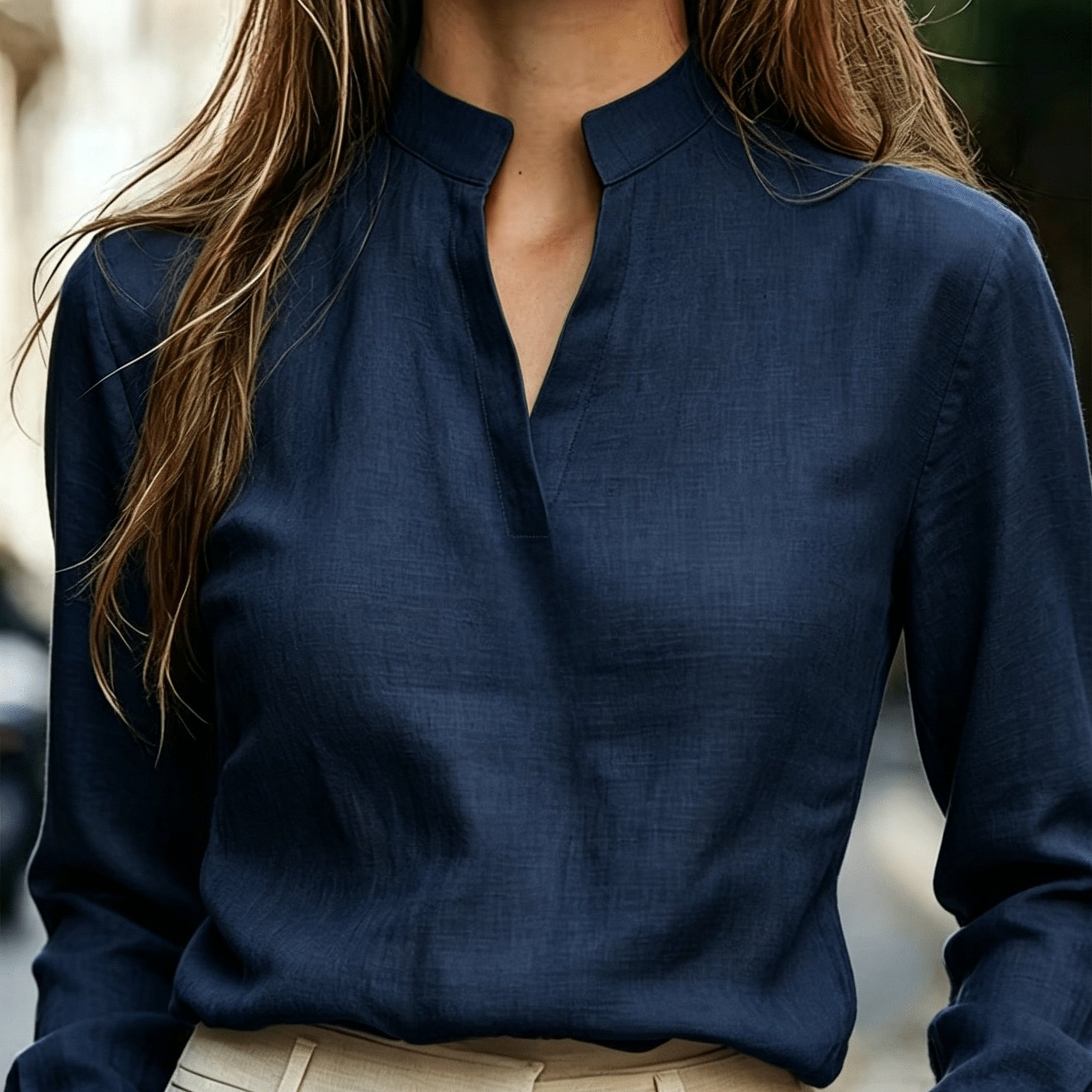TEMU Long Sleeve Shirt For Women, Blouse With Stand Collar