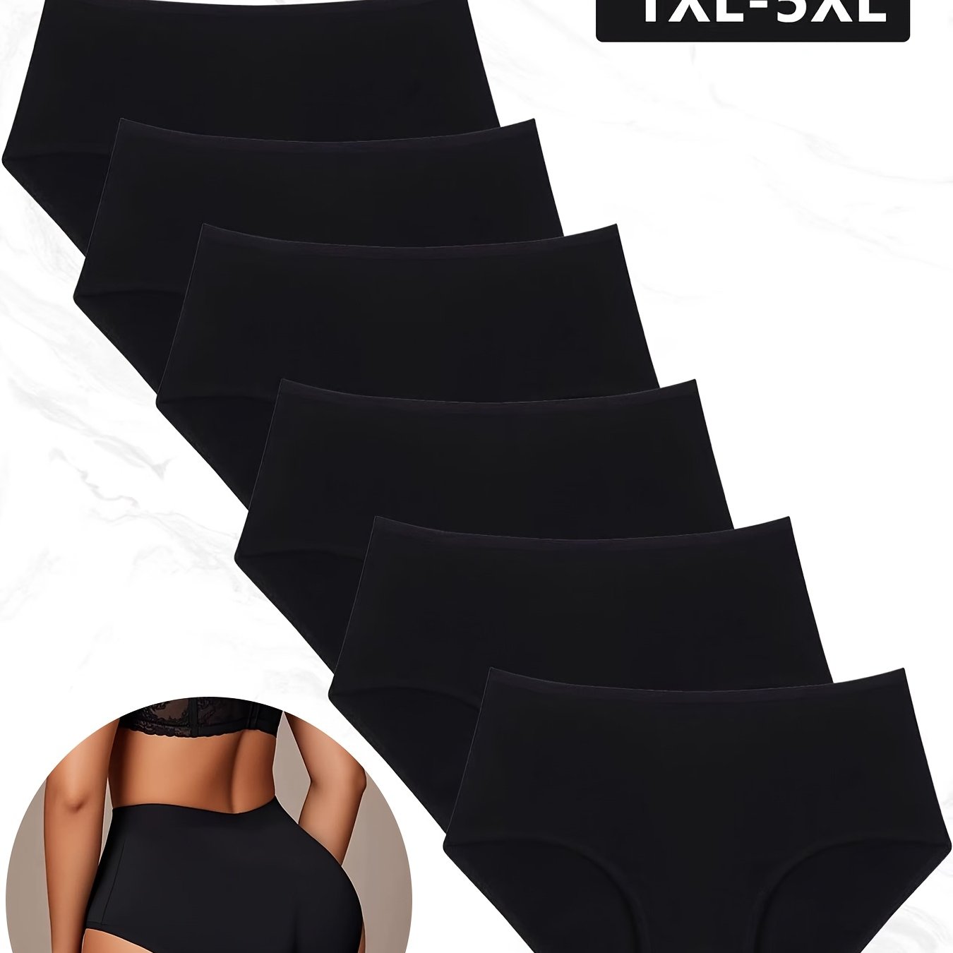 6pcs Women' Solid Color Panties Large Size Comfortable Stretchy Daily Breathable Sweat Absorbent Triangle Pants