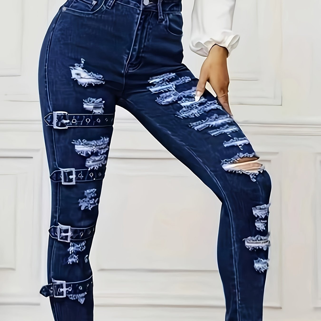 Women's Fashion Distressed Skinny Casual Jeans