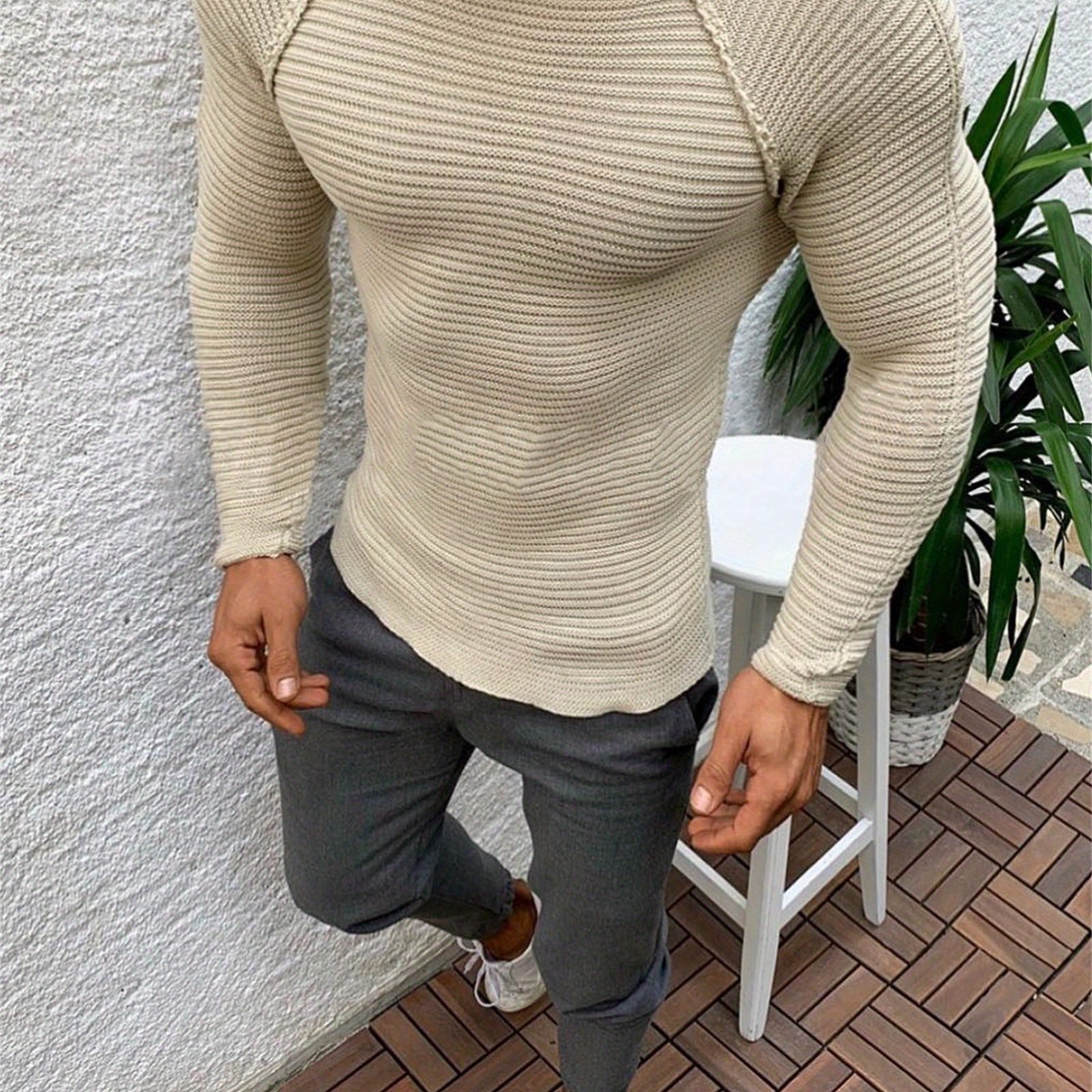 TEMU Carterma Crrtmaro Autumn/winter Men' Color Loose Fit Stylish Casual Knit Pullover Sweater Top Zuo Qiong
