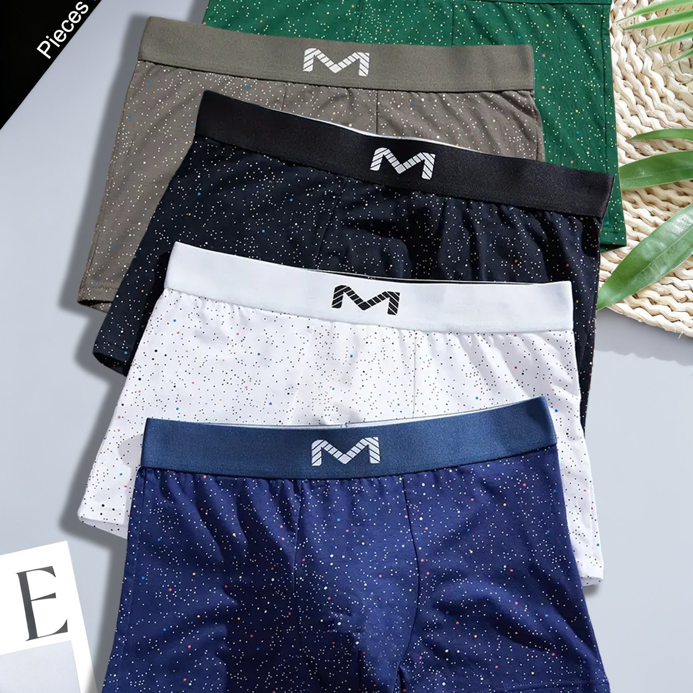 E-shop Zufällige 5er-Pack Herren Slips mit Sternenmuster, bequem und atmungsaktiv, warm, lässig und einfach, geeignet für Sport oder Freizeit zu Hause