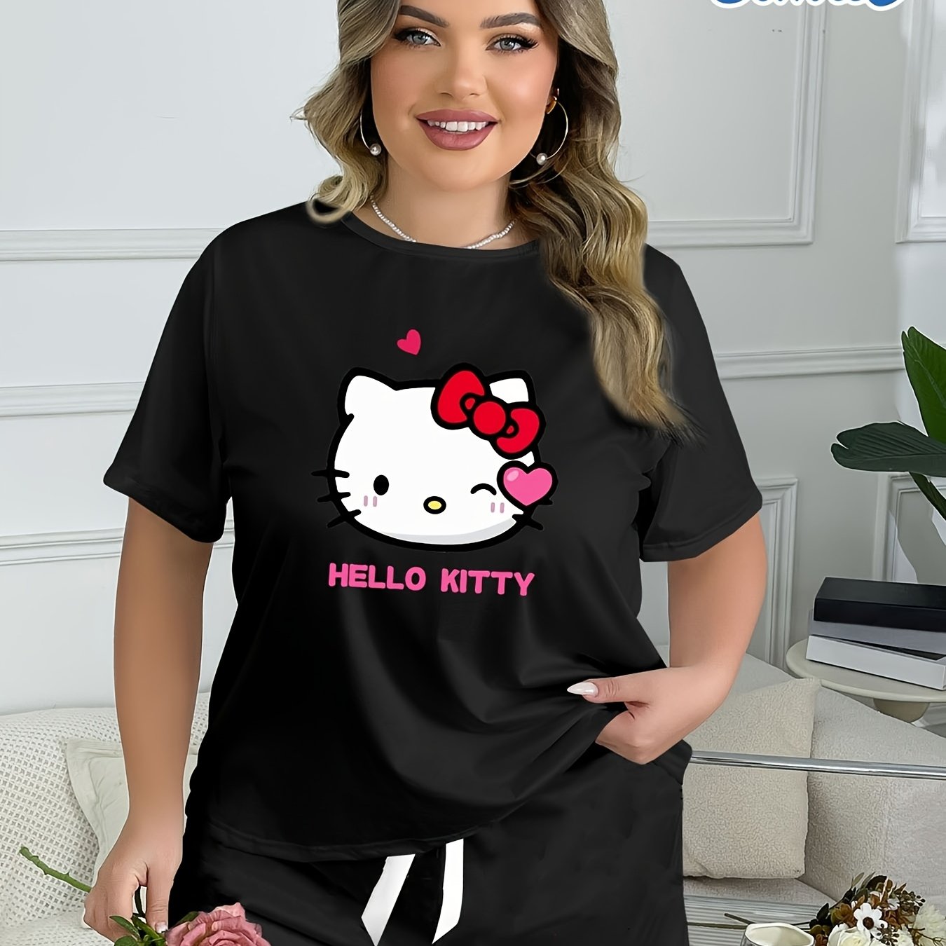 TEMU Women's 100% Cotton T-shirt - Breathable Summer Short Sleeve Tee With Cute Cartoon Characters, Machine Washable Round Neck Casual Top For Teens & Young Adults