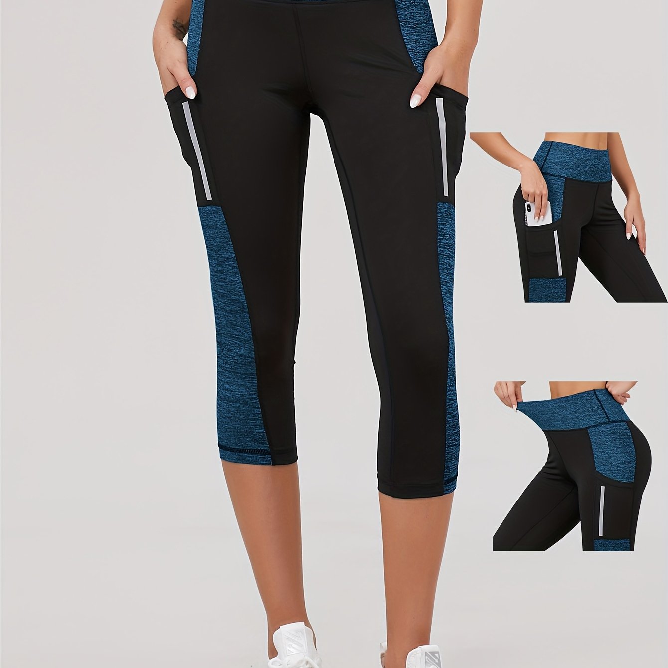 E-shop Yoga-Hosen für Damen mit Seitentaschen - Nicht Durchsichtige Stretch-Leggings, Siebeneinhalb Länge für Yoga, Laufen, Fitnessstudio –
