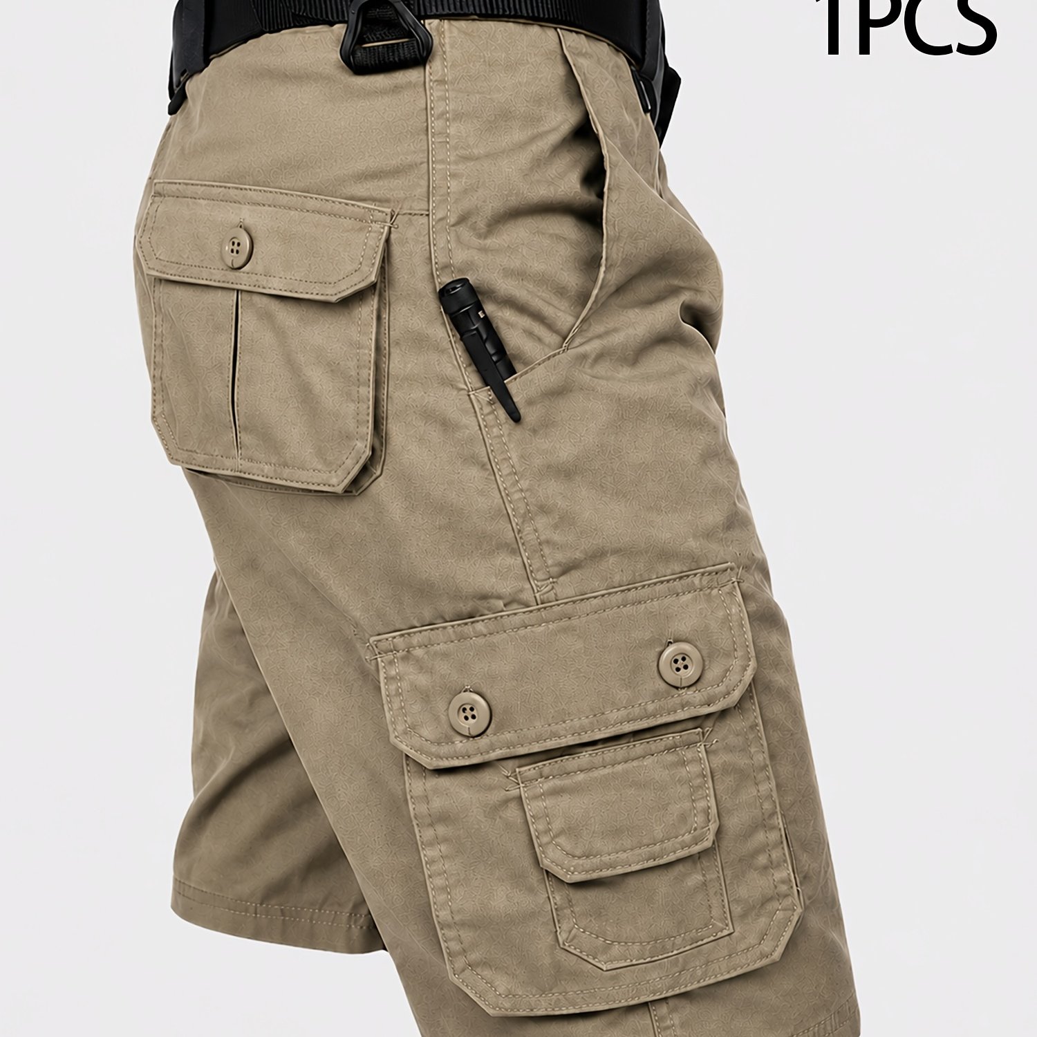 Image of 1pc Men's Big Size Cargo Shorts, Wrinkle-resistant, Durable & Comfortable, Big Size Men's Shorts With Multi-, Heavy Duty Casual Work Shorts For Daily And Outdoor Wear, Plus Size