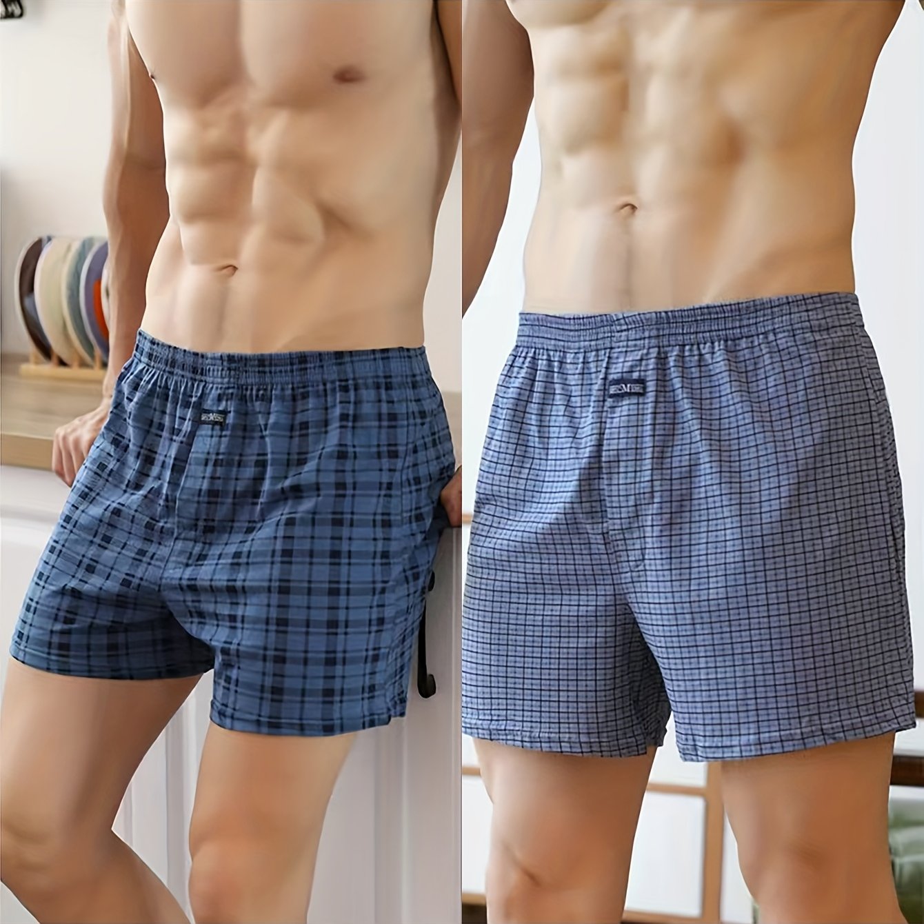 2pcs Men's Underwear Fashion Boxer Briefs Men's Boxer Shorts Sleep Pants Open Fly Button Shorts