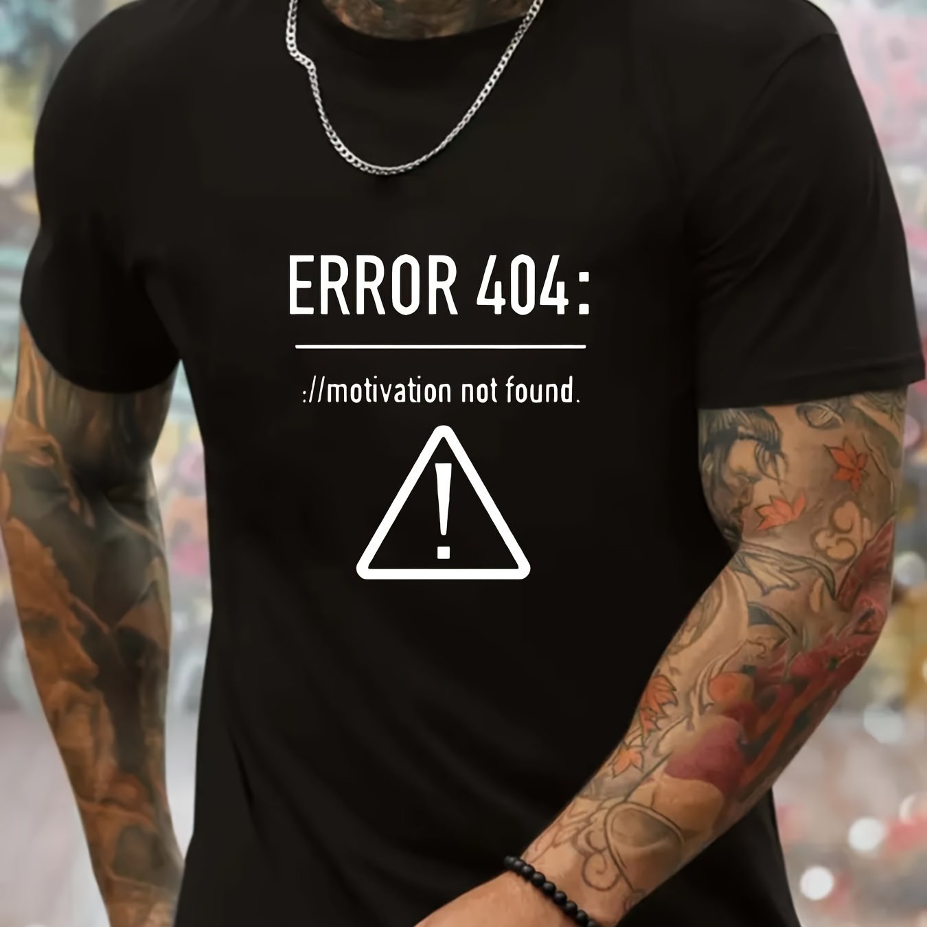 TEMU Men's Casual Athletic T-shirt - Breathable Polyester, Geometric Print, Round Neck, Machine Washable