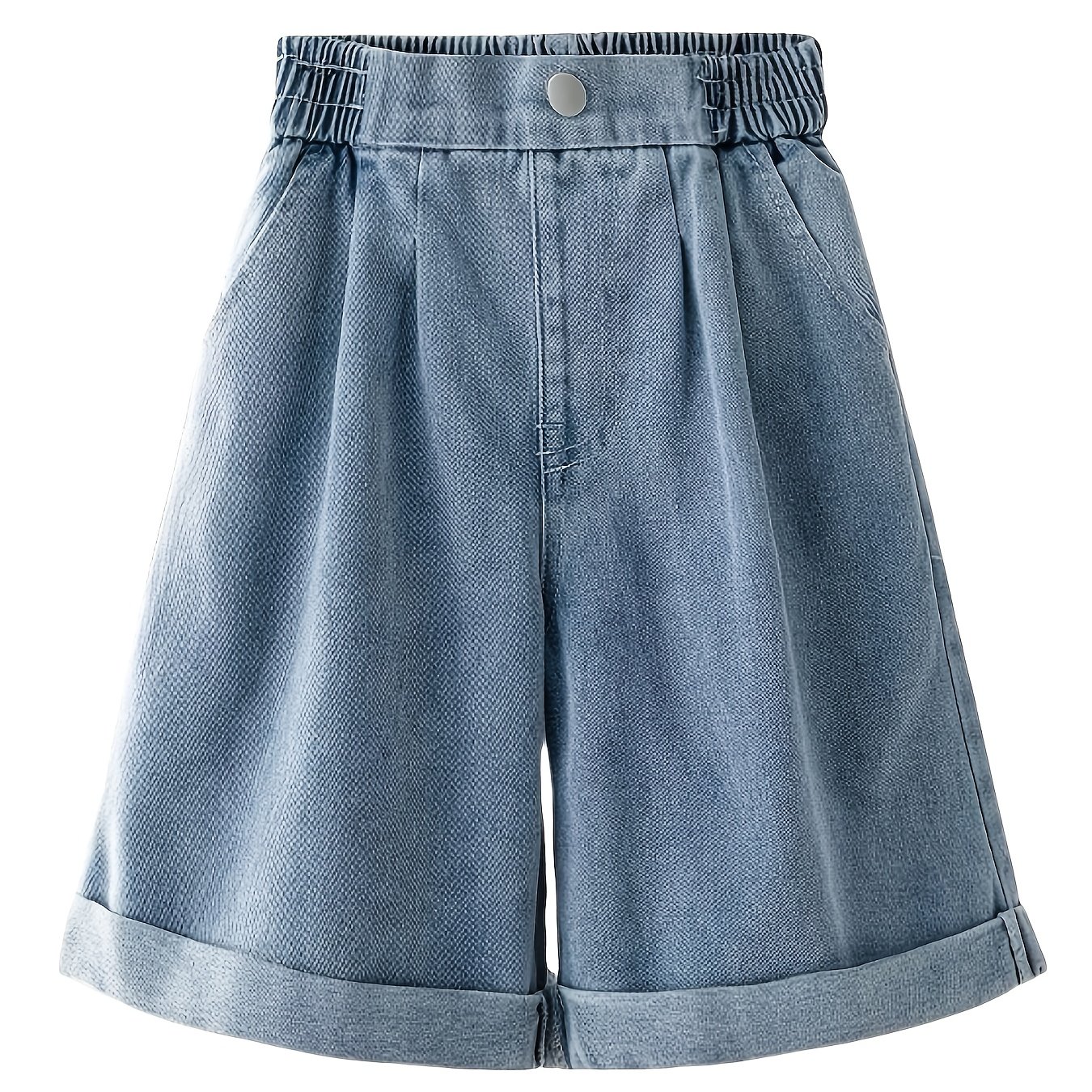 Image of Girls' Fashion Casual Wear, Summer/spring/autumn Denim Shorts, Comfortable Loose Fit With Multiple Pockets, Summer Gift For Kids, Gift, Girls'/teen Girls' Clothing