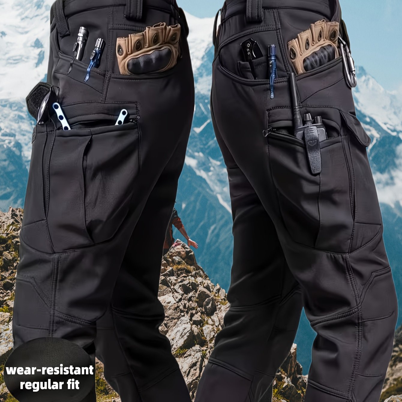 TEMU Men's Quick-dry Stretch Tactical Hiking Pants With Beltless Zipper System - Lightweight - Outdoor Work Pants Suitable For Fishing, Camping,