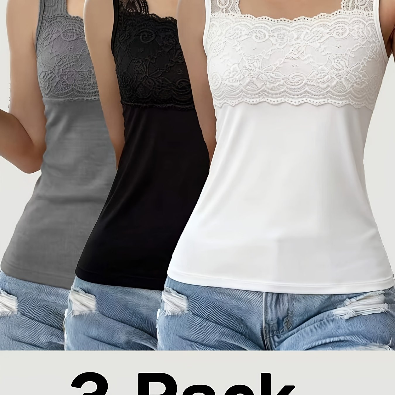 TEMU 3 Women's Camisole Lace Vest, Slim Fit Undershirt For Women To Wear Outside, Sleeveless Versatile Everyday, Lace Camisole Top Undershirt,