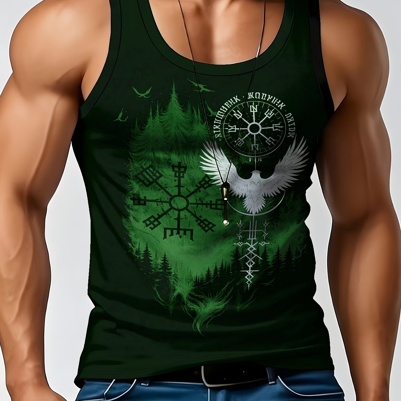 TEMU Men's Loose Athletic Vest, Summer Fitness Sleeveless T-shirt, Print Tank Top