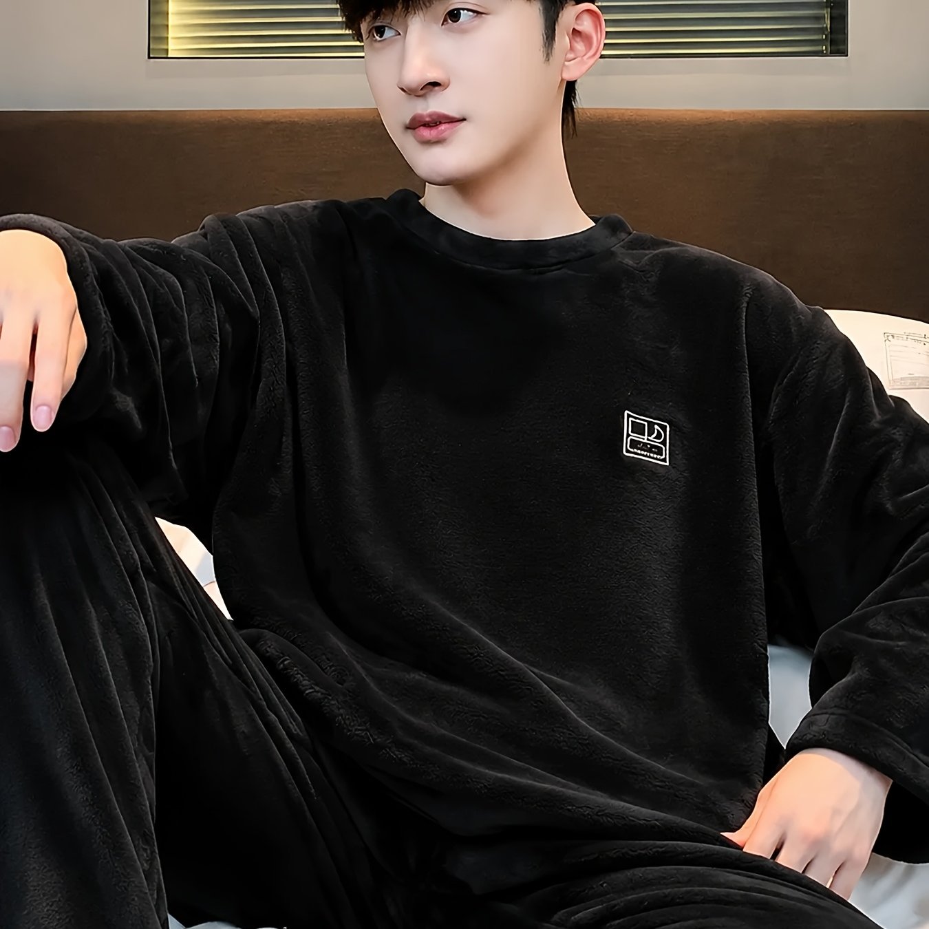 TEMU Ensemble de pyjama chaud pour homme, confortable et , doublé en , et