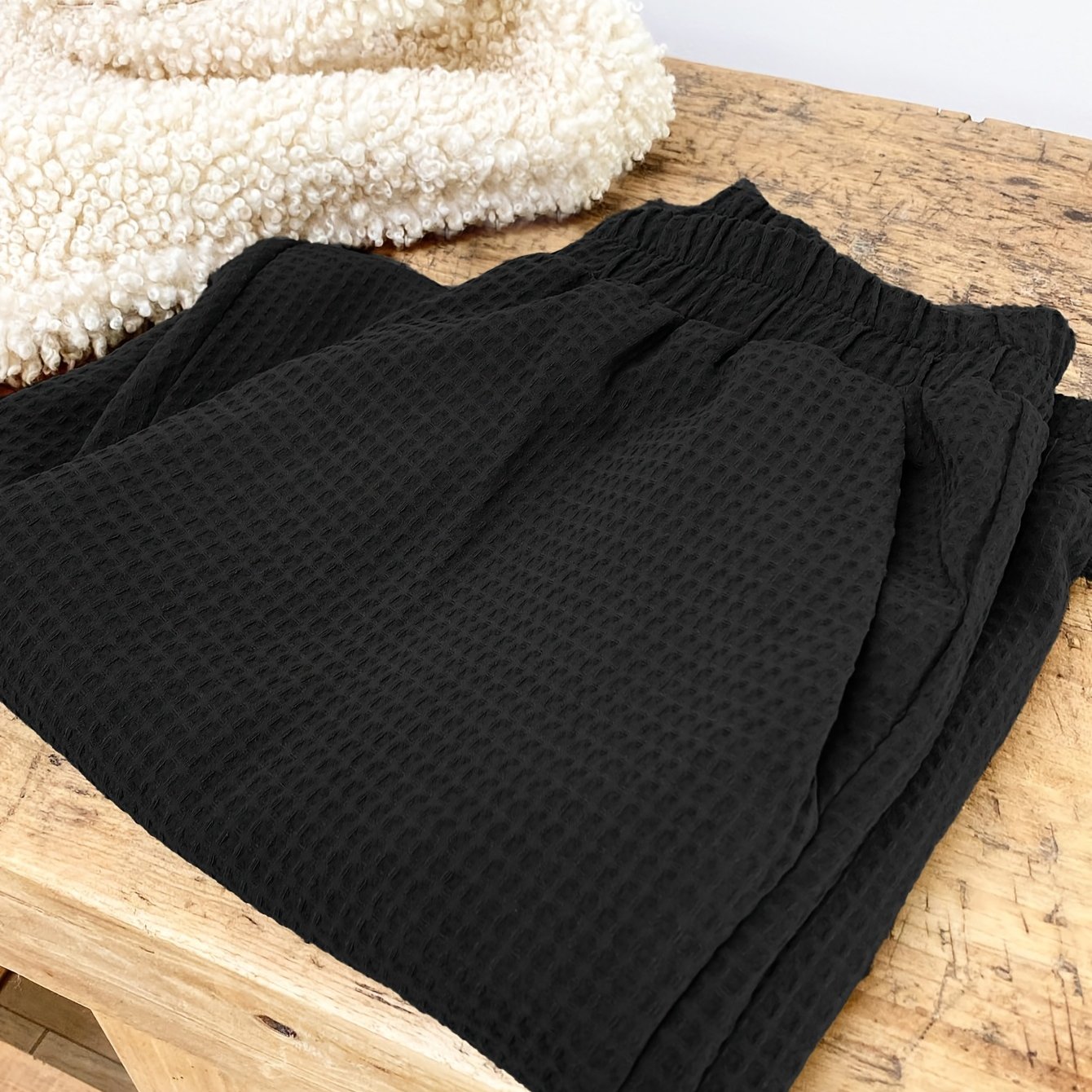 Plus Size - Plus Size - Women's Plus Size, Solid Color Casual Trousers, Elastic Waist Drawstring Design