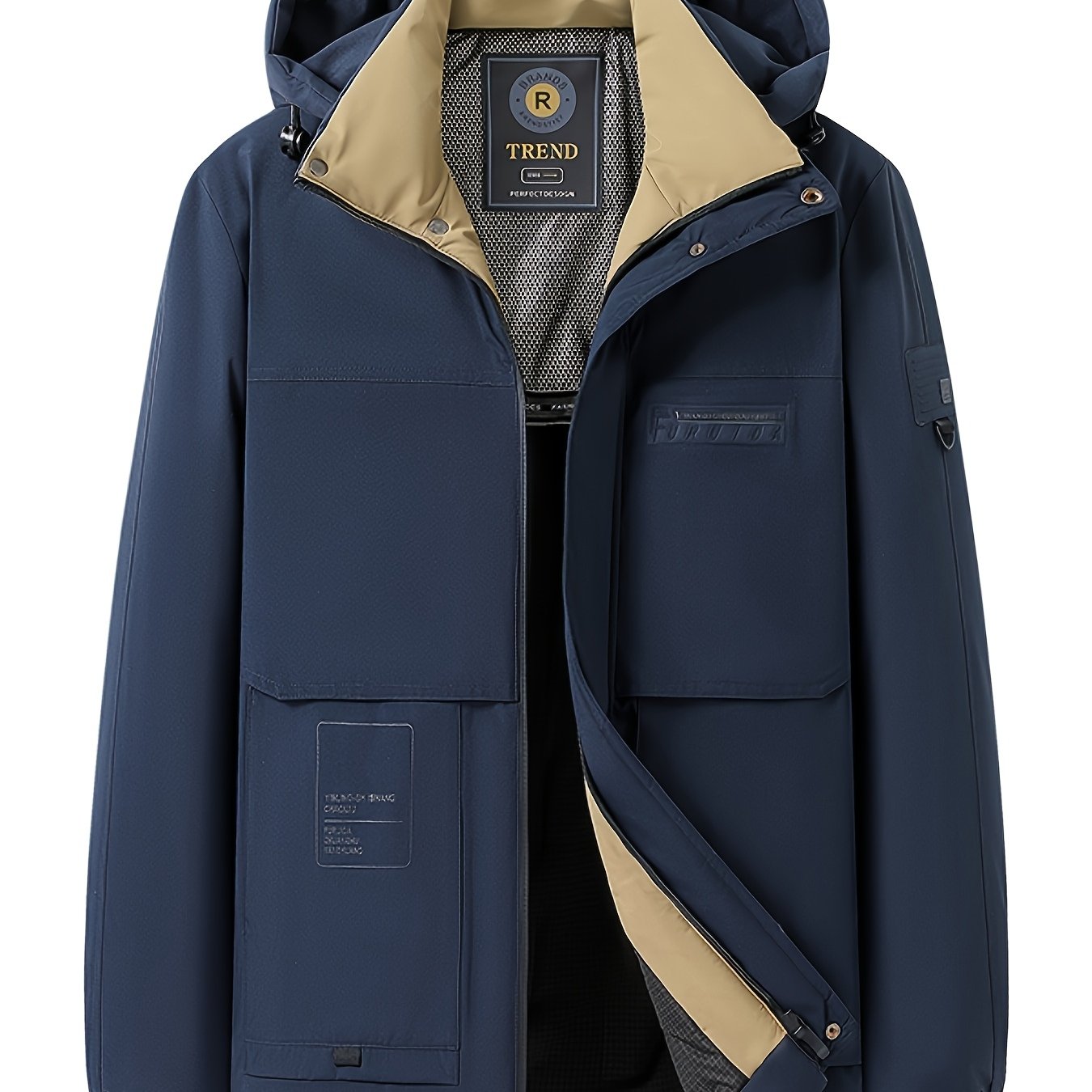 Men's Plus Size Mid-Length Padded Warm Jacket, Loose Fit